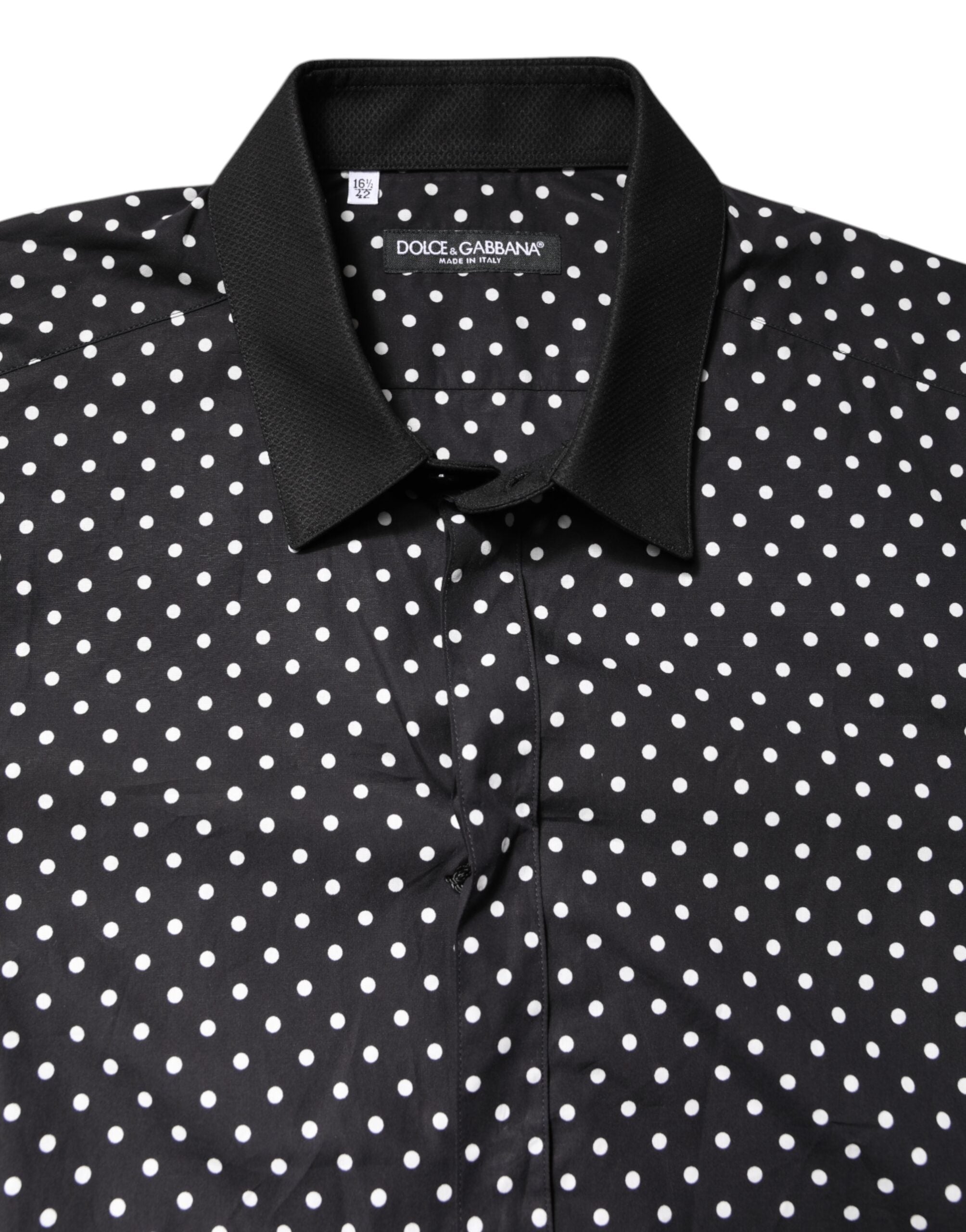 Dolce & Gabbana Black Polka Dot Cotton Formal Dress Shirt Dolce & Gabbana