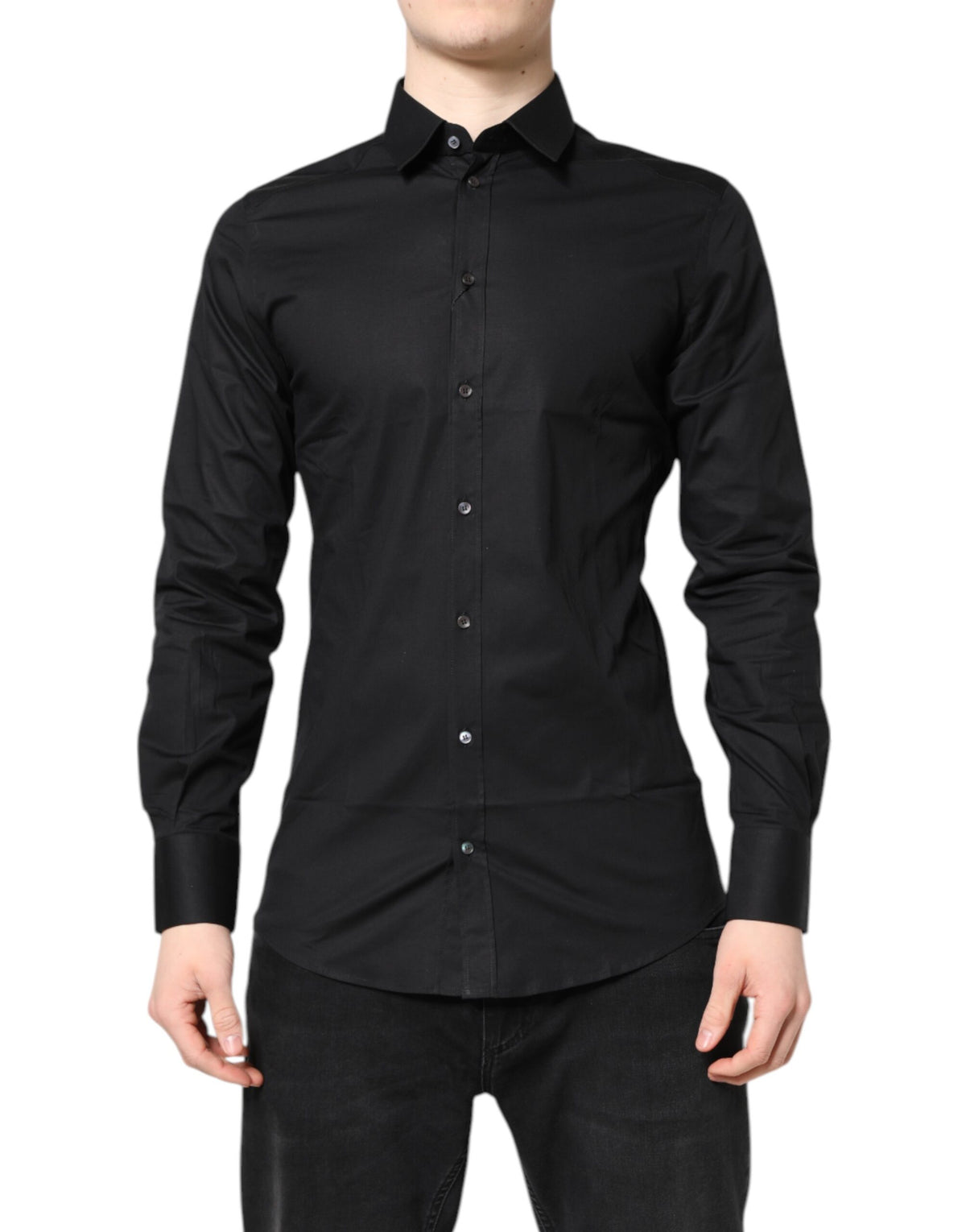 Dolce & Gabbana Black GOLD Cotton Long Sleeves Dress Shirt