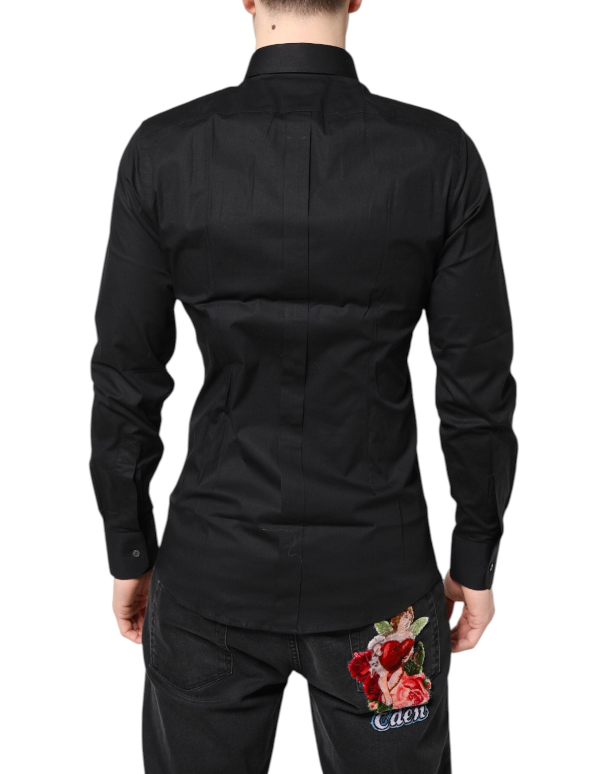 Dolce & Gabbana Black GOLD Cotton Long Sleeves Dress Shirt Dolce & Gabbana