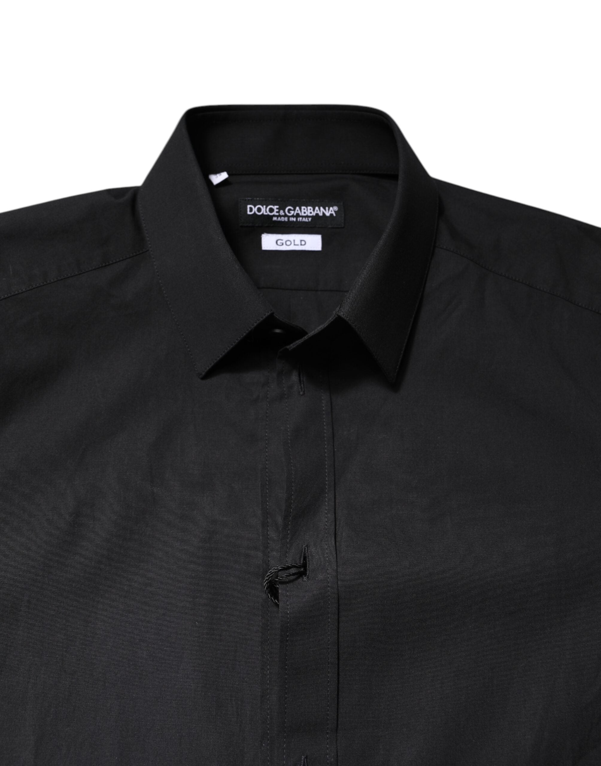 Dolce & Gabbana Black GOLD Cotton Dress Formal Shirt Dolce & Gabbana
