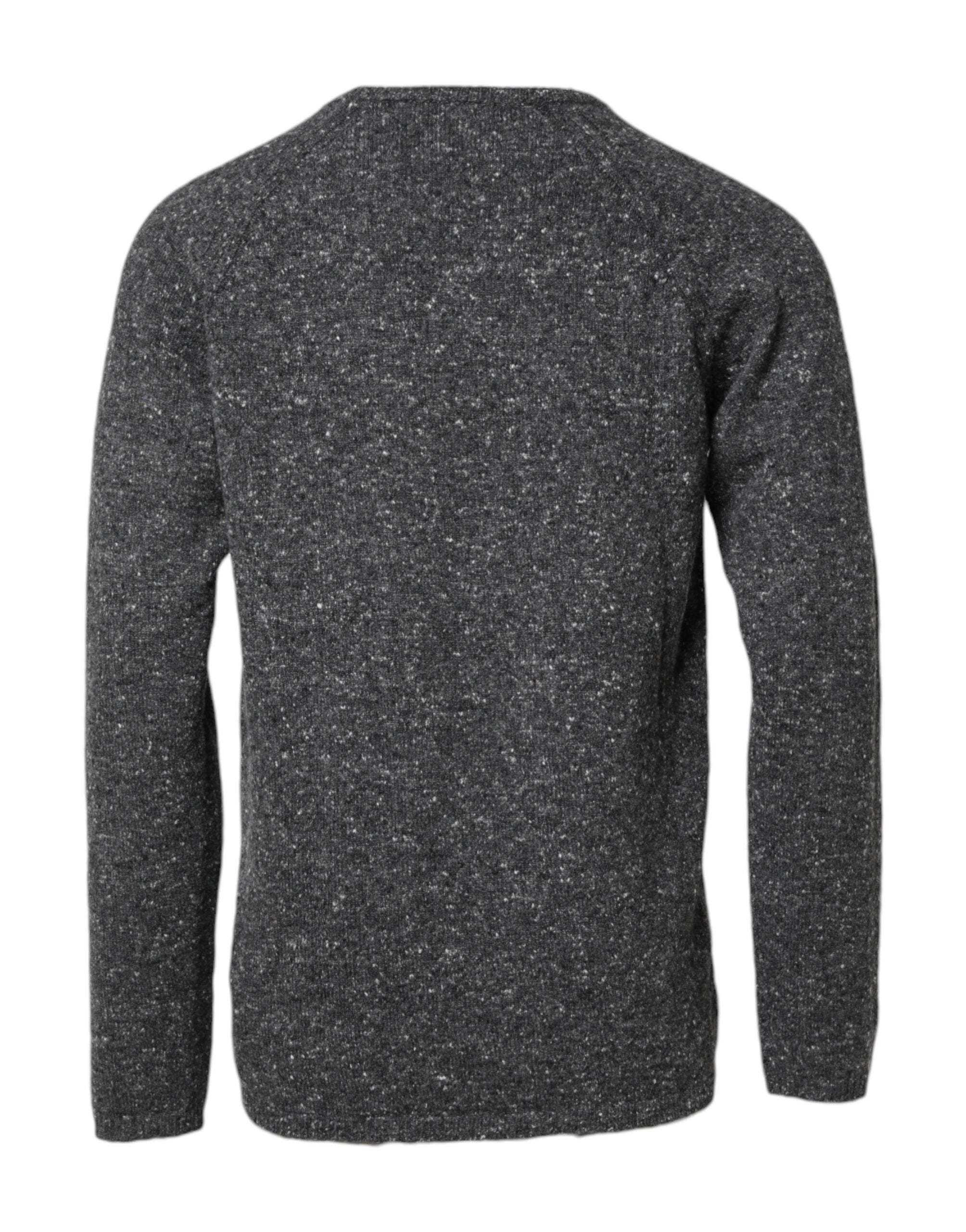 Dolce & Gabbana Gray Wool Knitted Round Neck Pullover Sweater Dolce & Gabbana