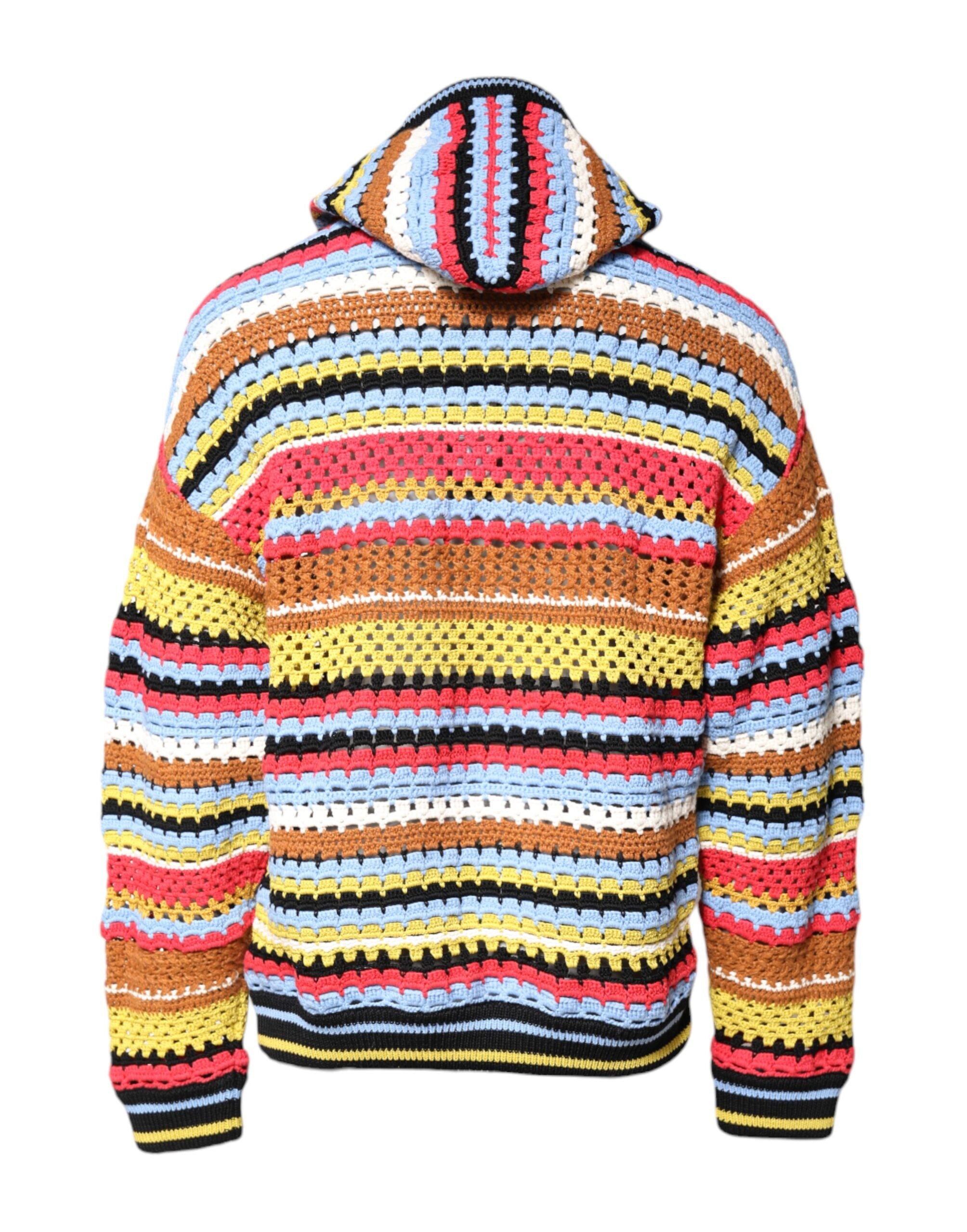 Dolce & Gabbana Multicolor Cotton Hooded Pullover Sweater Dolce & Gabbana