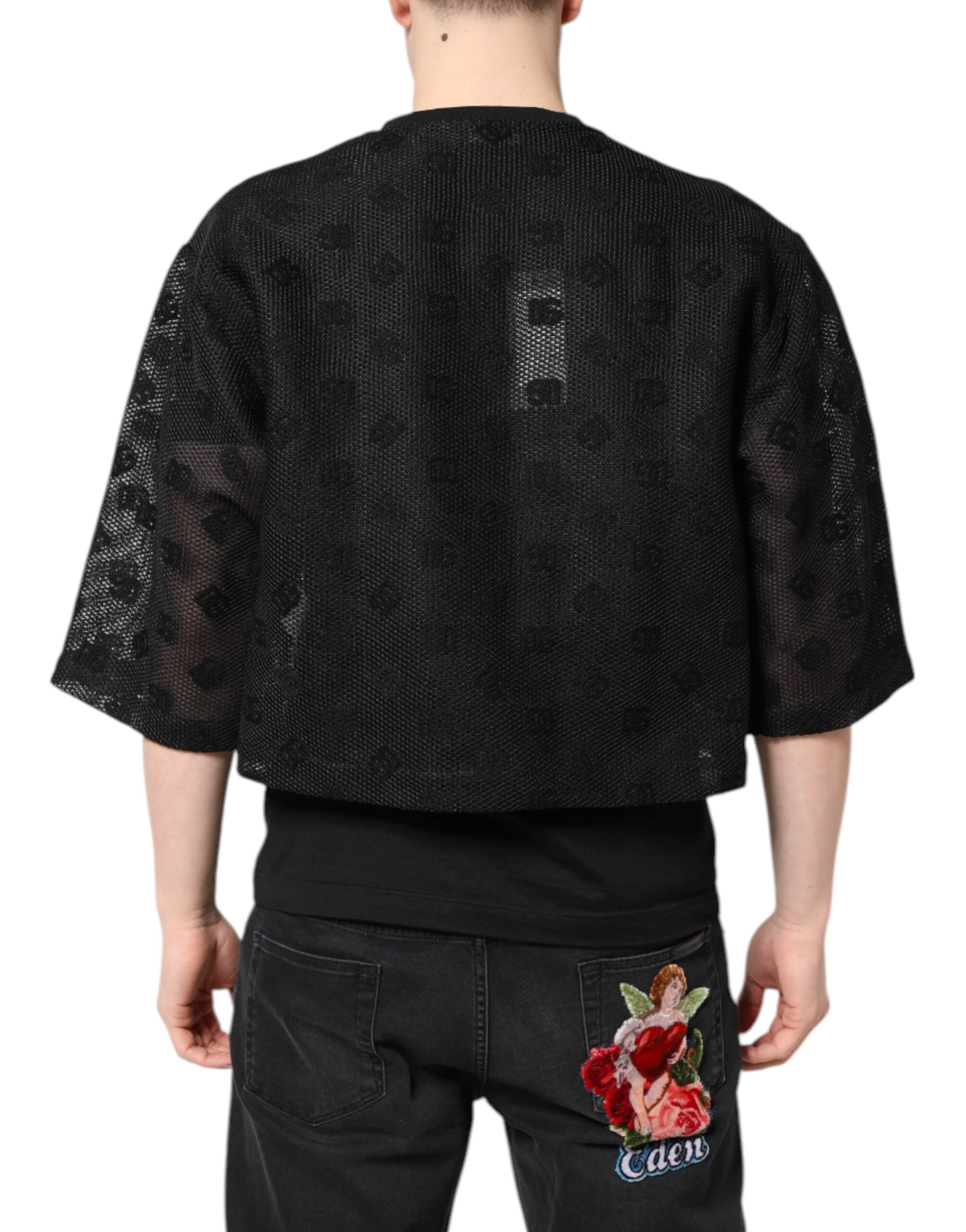Dolce & Gabbana Black See Through Logo Short Sleeves T-shirt Dolce & Gabbana