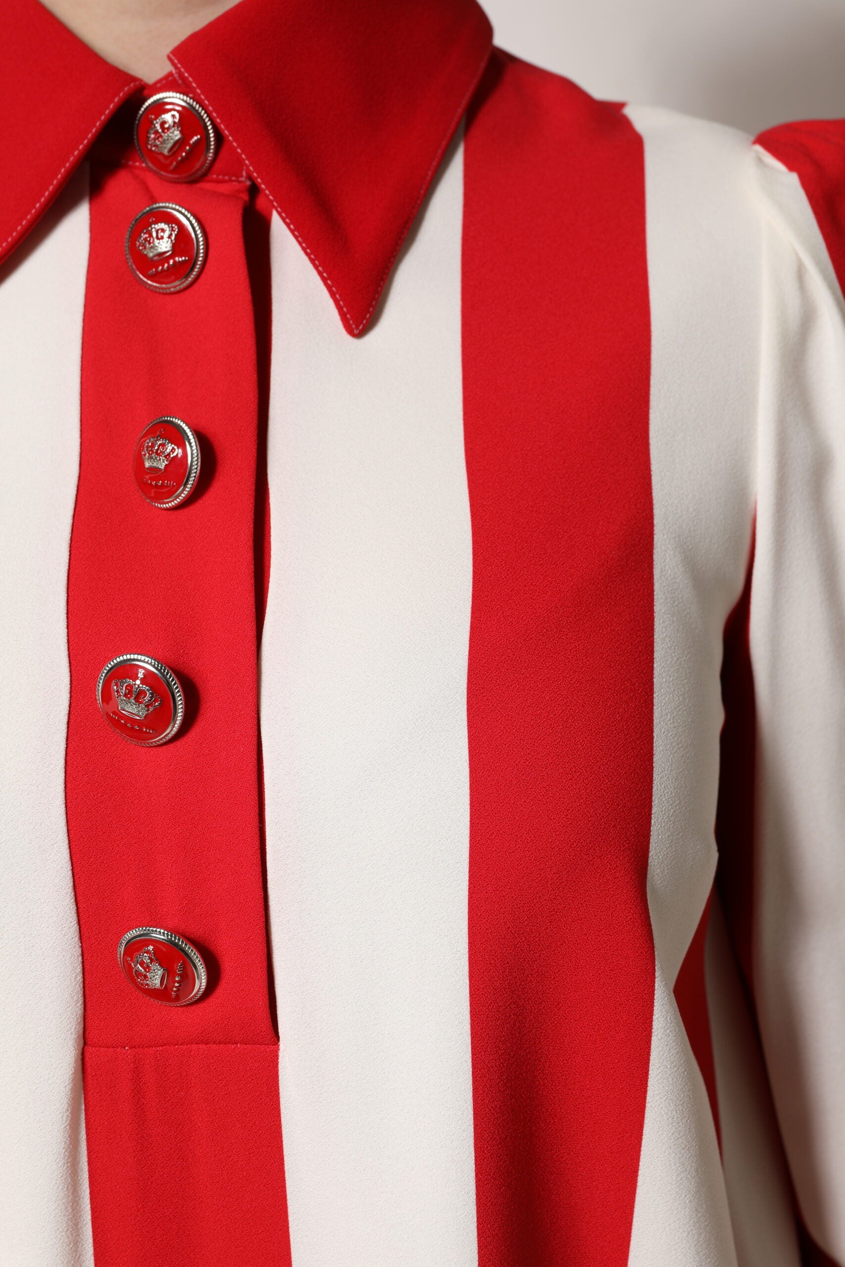 Dolce & Gabbana White Red Stripes Long Sleeves Mini Dress Dolce & Gabbana