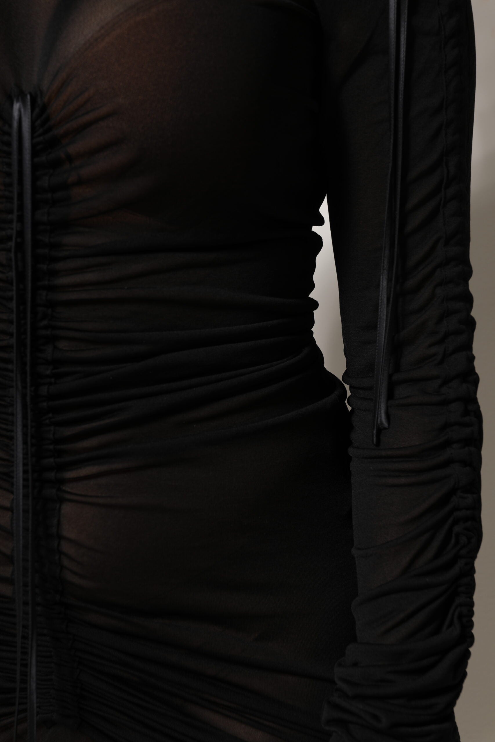 Dolce & Gabbana Black Mesh Trim Bodycon Long Sheath Dress Dolce & Gabbana