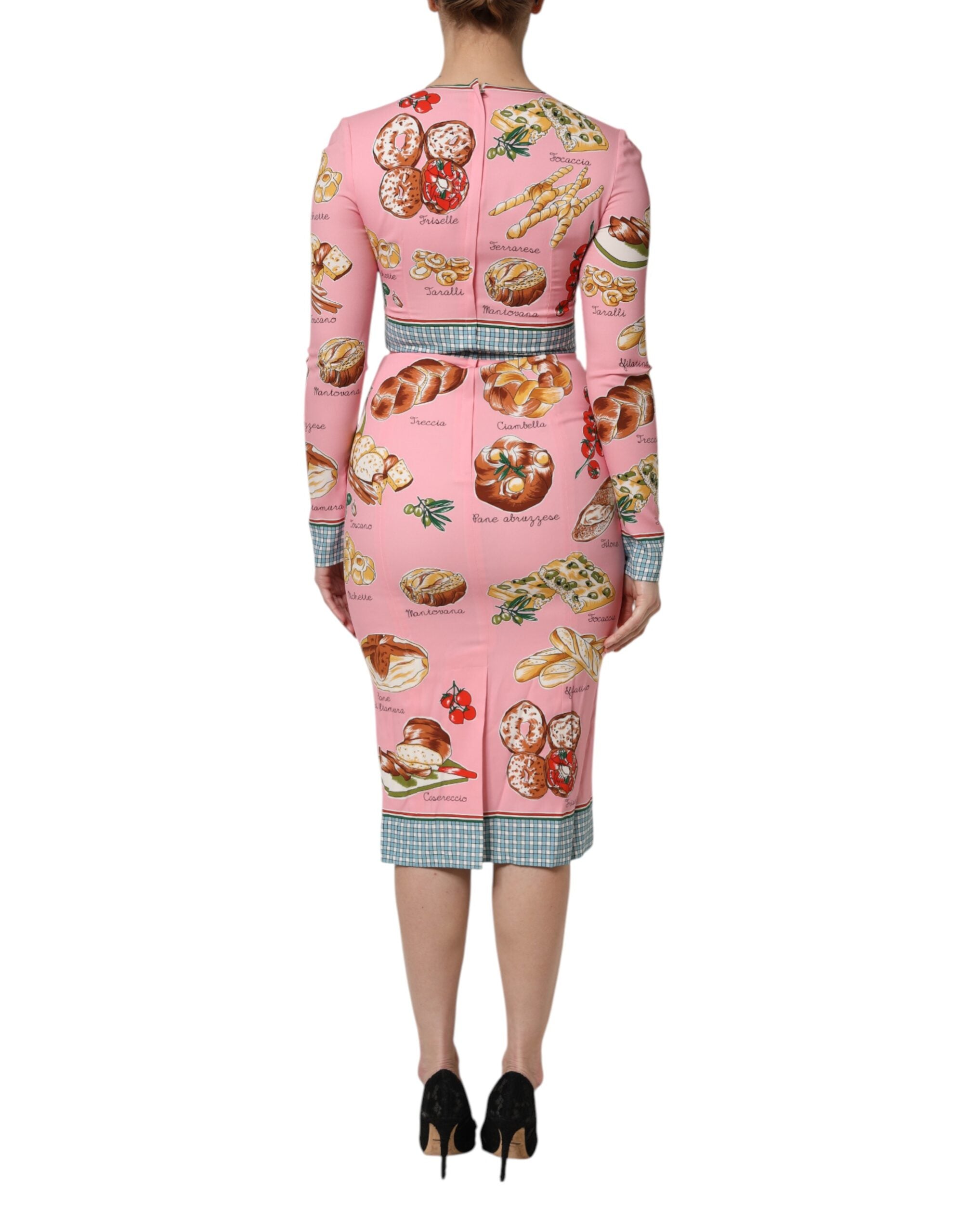 Dolce & Gabbana Pink Pastry Print Bodycon Sheath Midi Dress Dolce & Gabbana