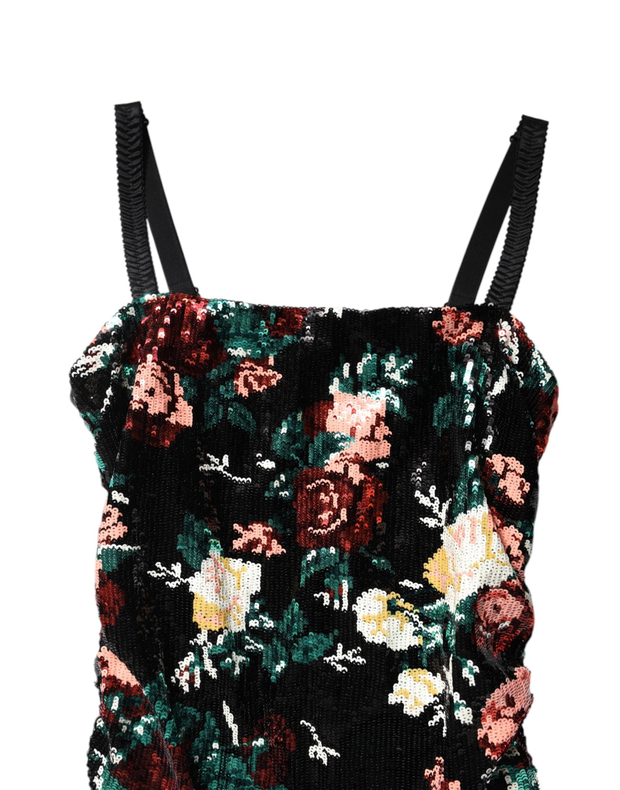 Dolce & Gabbana Black Floral Sequin Sleeveless Sheath Dress Dolce & Gabbana