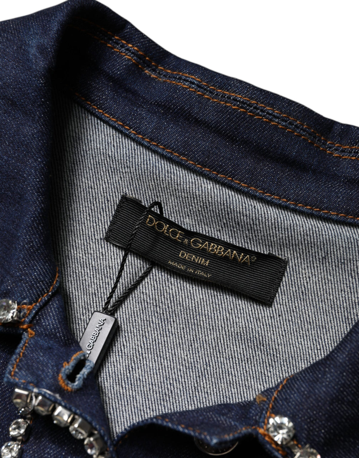 Dolce & Gabbana Blue Denim Cotton Crystal Embellished Jacket
