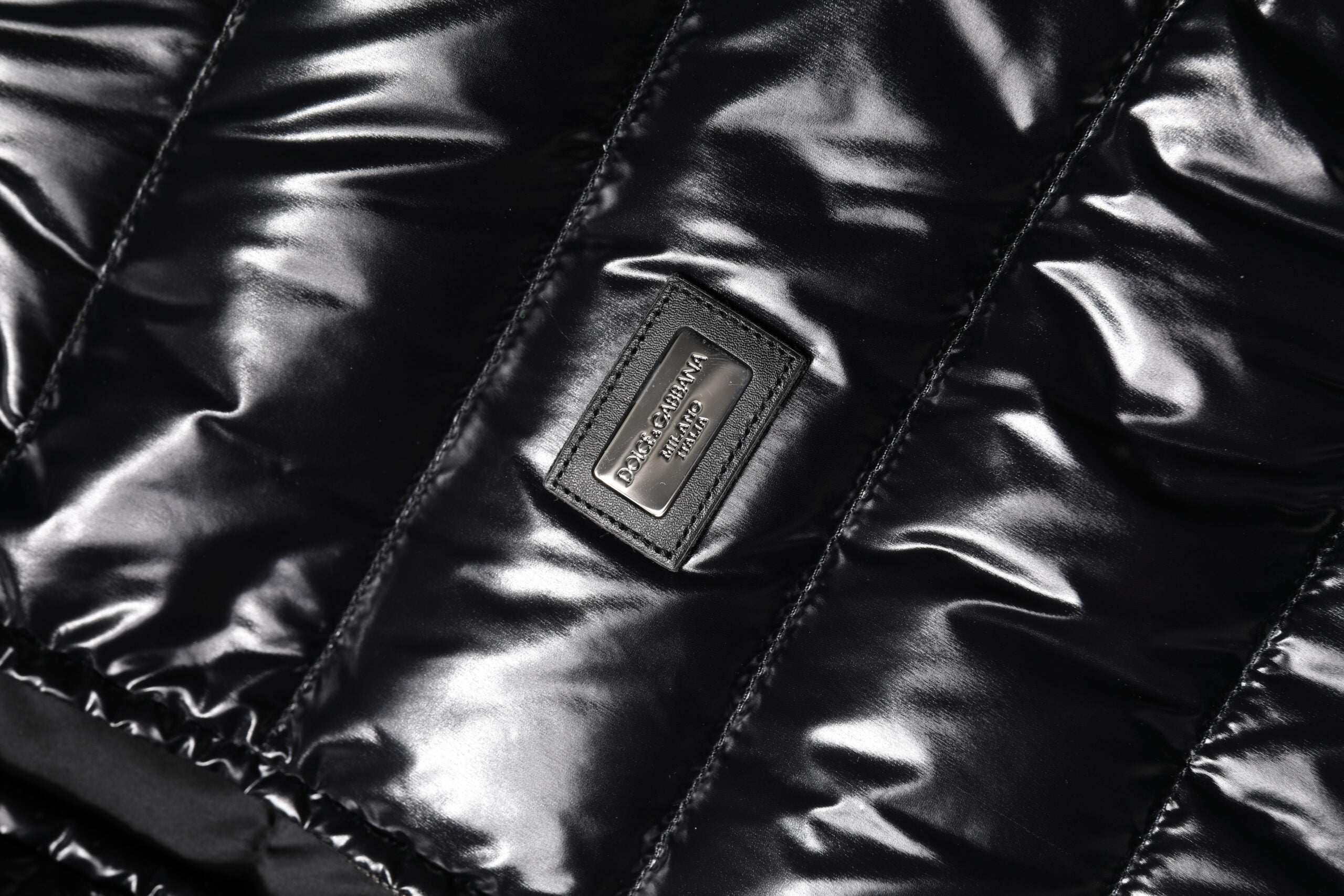 Dolce & Gabbana Black Logo Plaque Full Zip Puffer Jacket Dolce & Gabbana