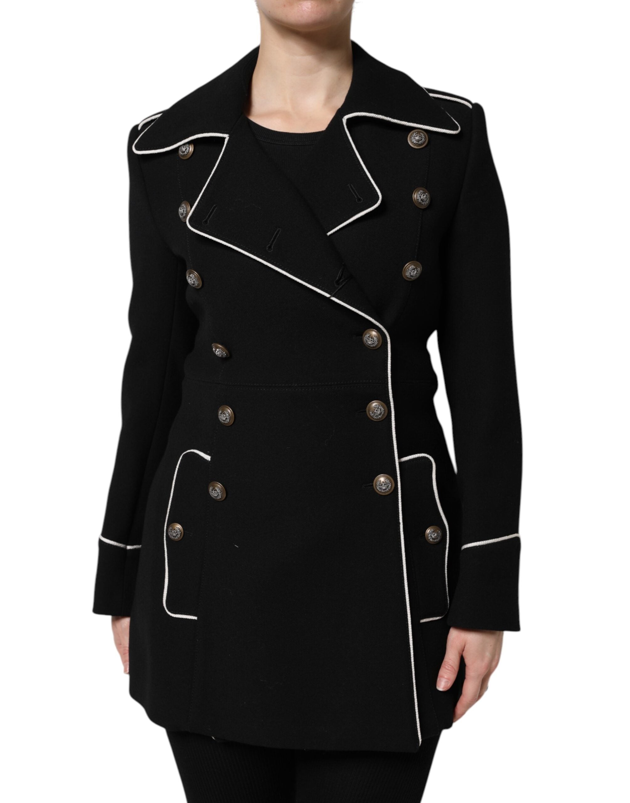 Dolce & Gabbana Black Wool Double Breasted Blazer Jacket Dolce & Gabbana