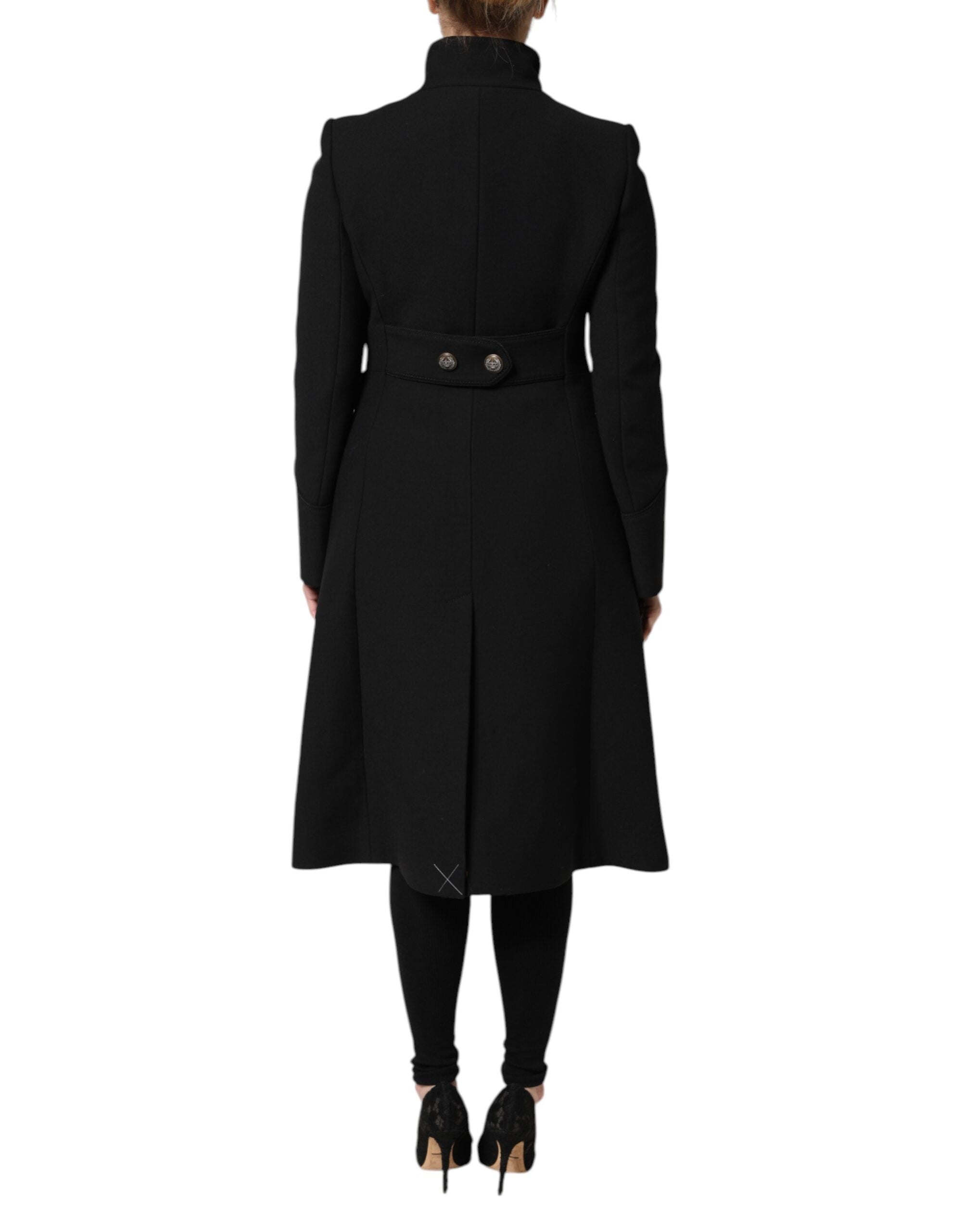 Dolce & Gabbana Black Wool Single Breasted Trench Coat Jacket Dolce & Gabbana