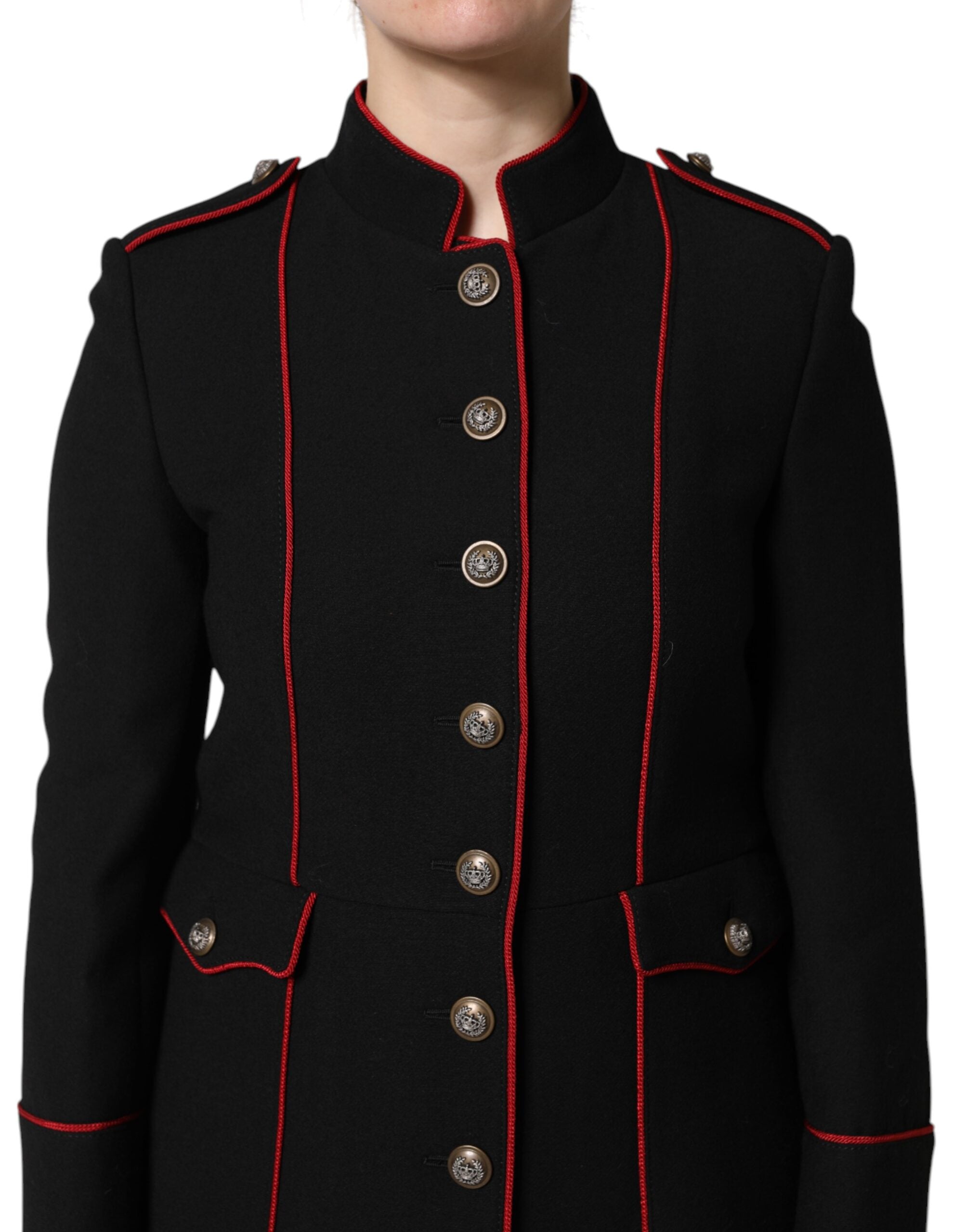 Dolce & Gabbana Black Wool Single Breasted Trench Coat Jacket Dolce & Gabbana