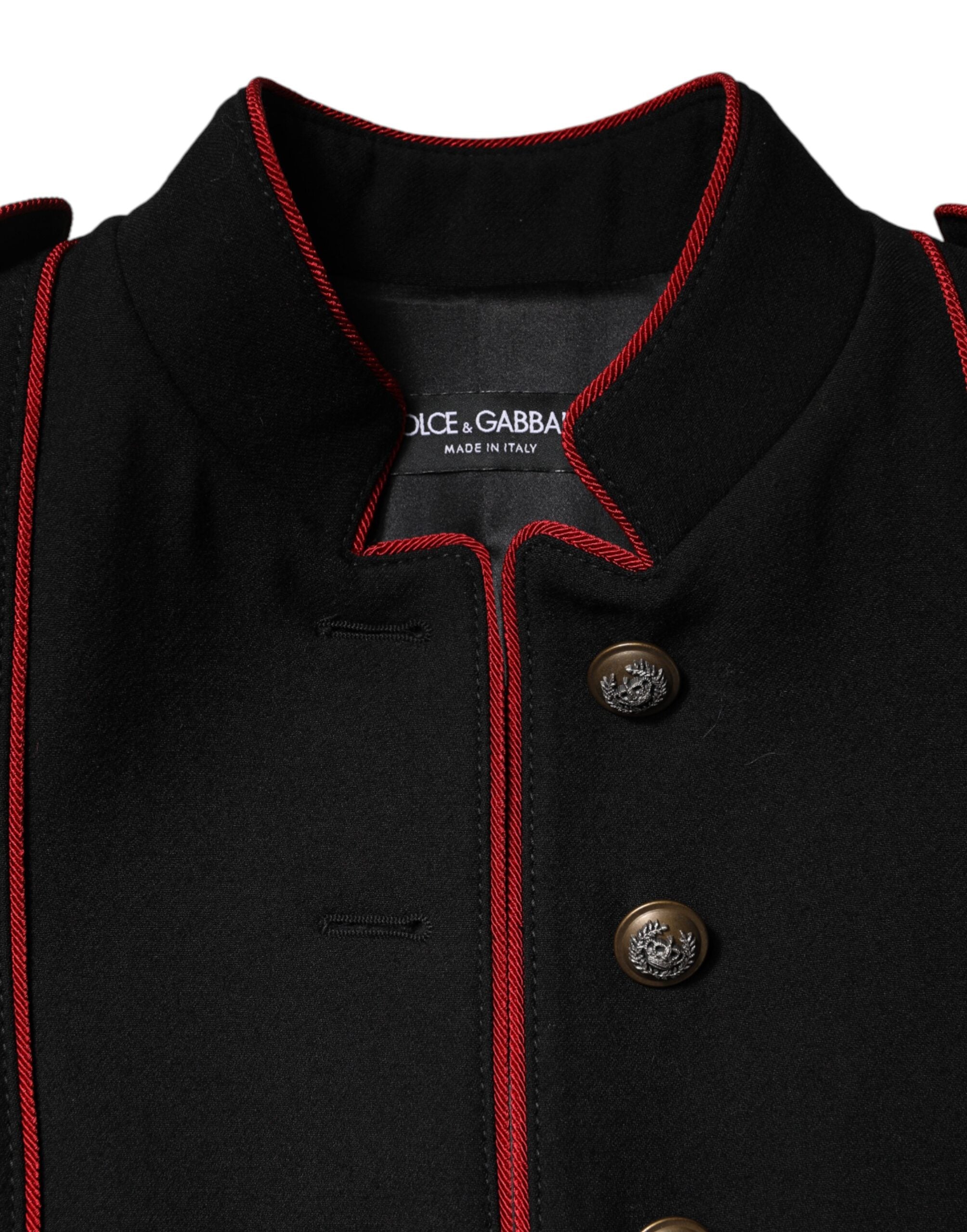 Dolce & Gabbana Black Wool Single Breasted Trench Coat Jacket Dolce & Gabbana
