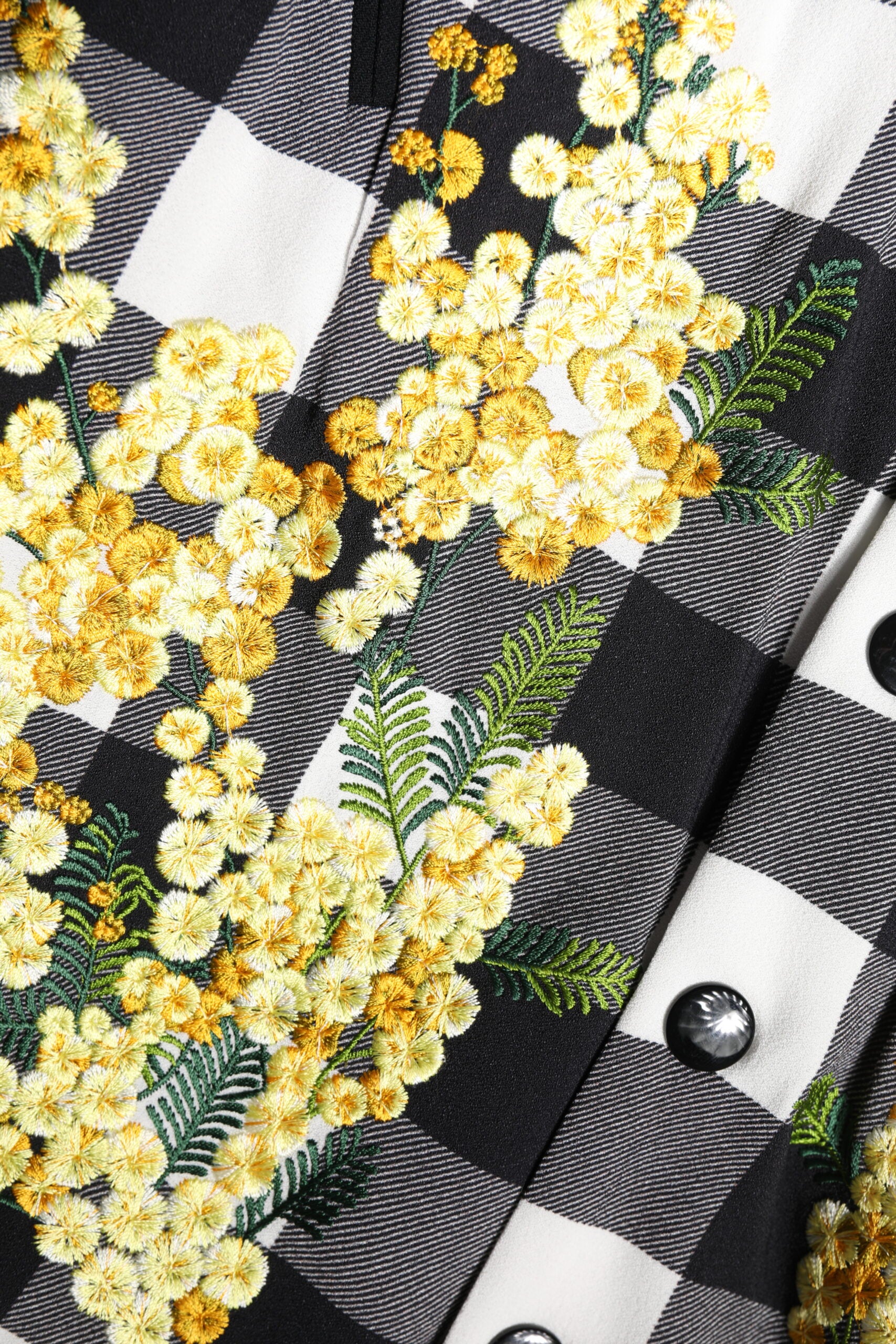 Dolce & Gabbana Black White Check Floral Button Down Jacket Dolce & Gabbana