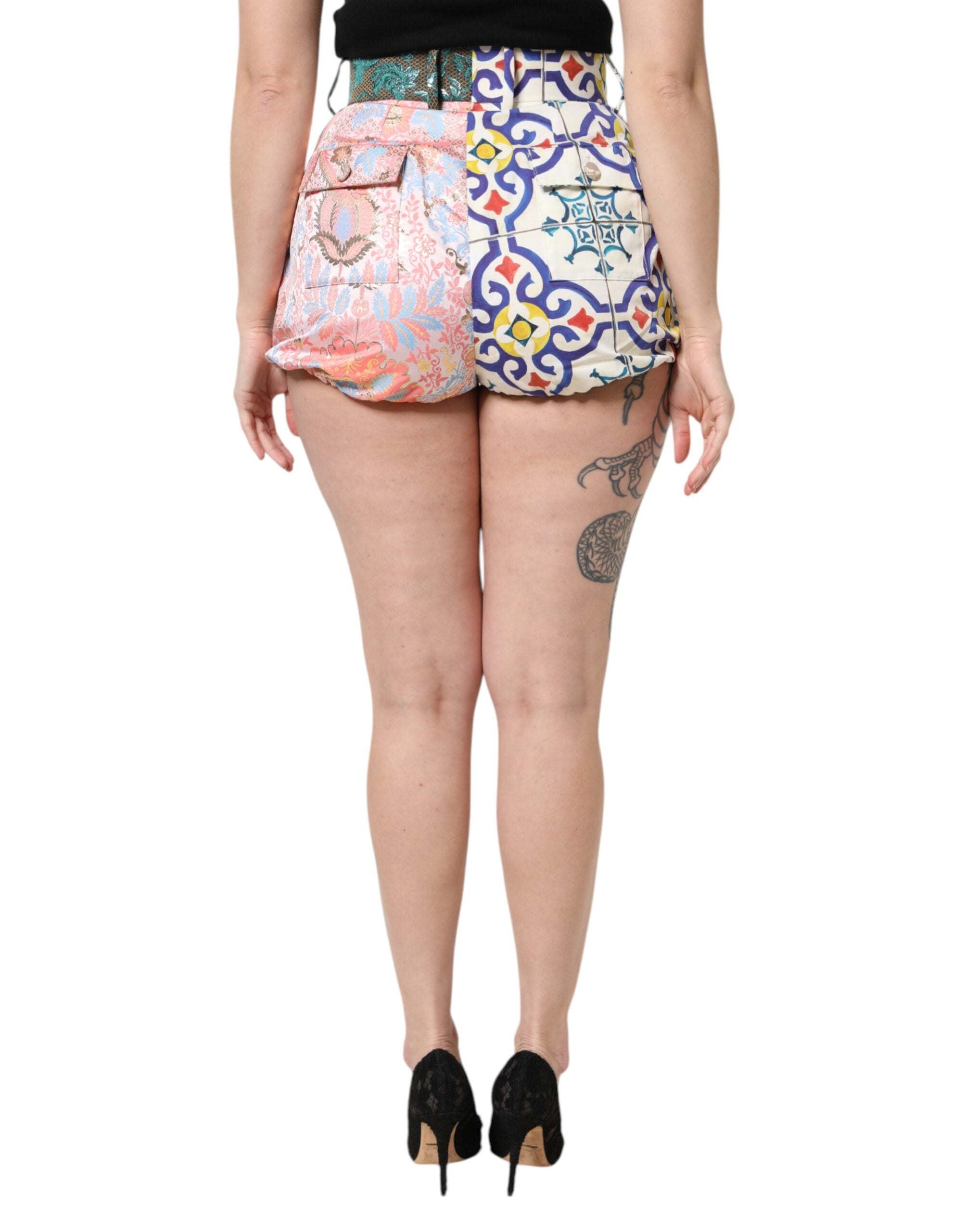 Dolce & Gabbana Multicolor High Waist Women Hot Pants Shorts Dolce & Gabbana