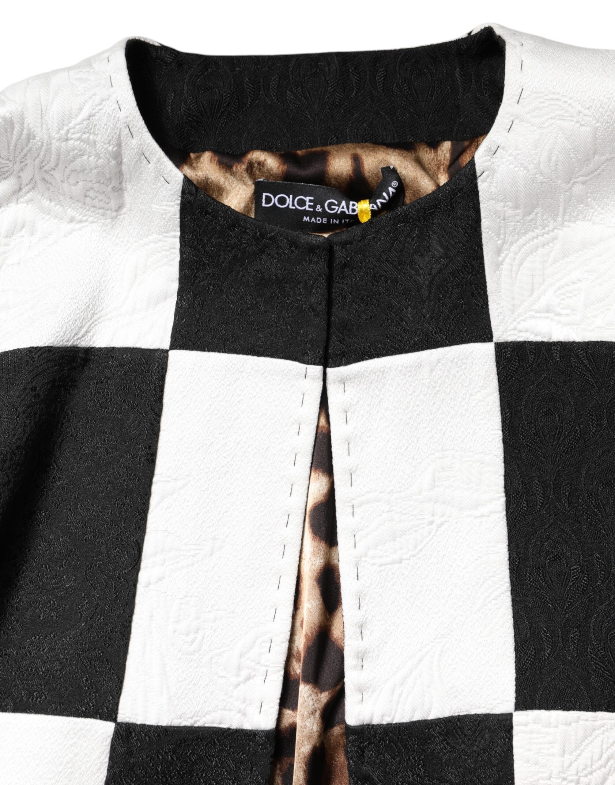 Dolce & Gabbana White Black Patchwork Jacquard Blazer Jacket Dolce & Gabbana
