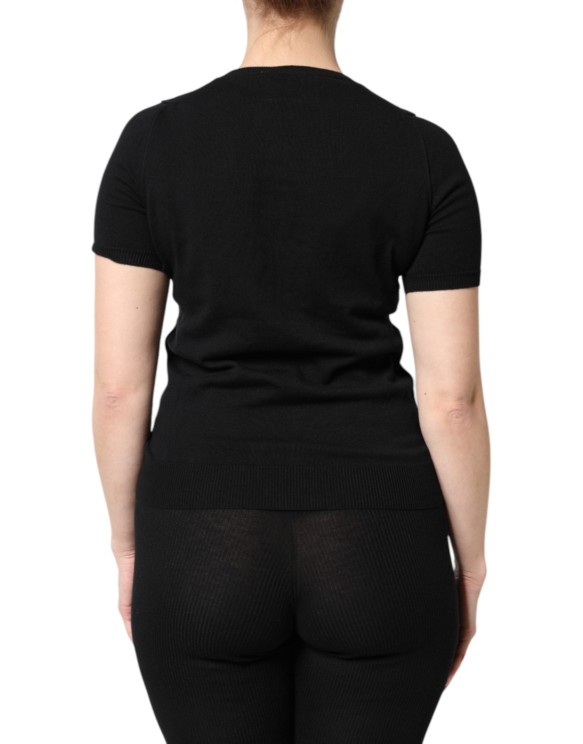 Dolce & Gabbana Black Cotton Round Neck Short Sleeve T-shirt Dolce & Gabbana