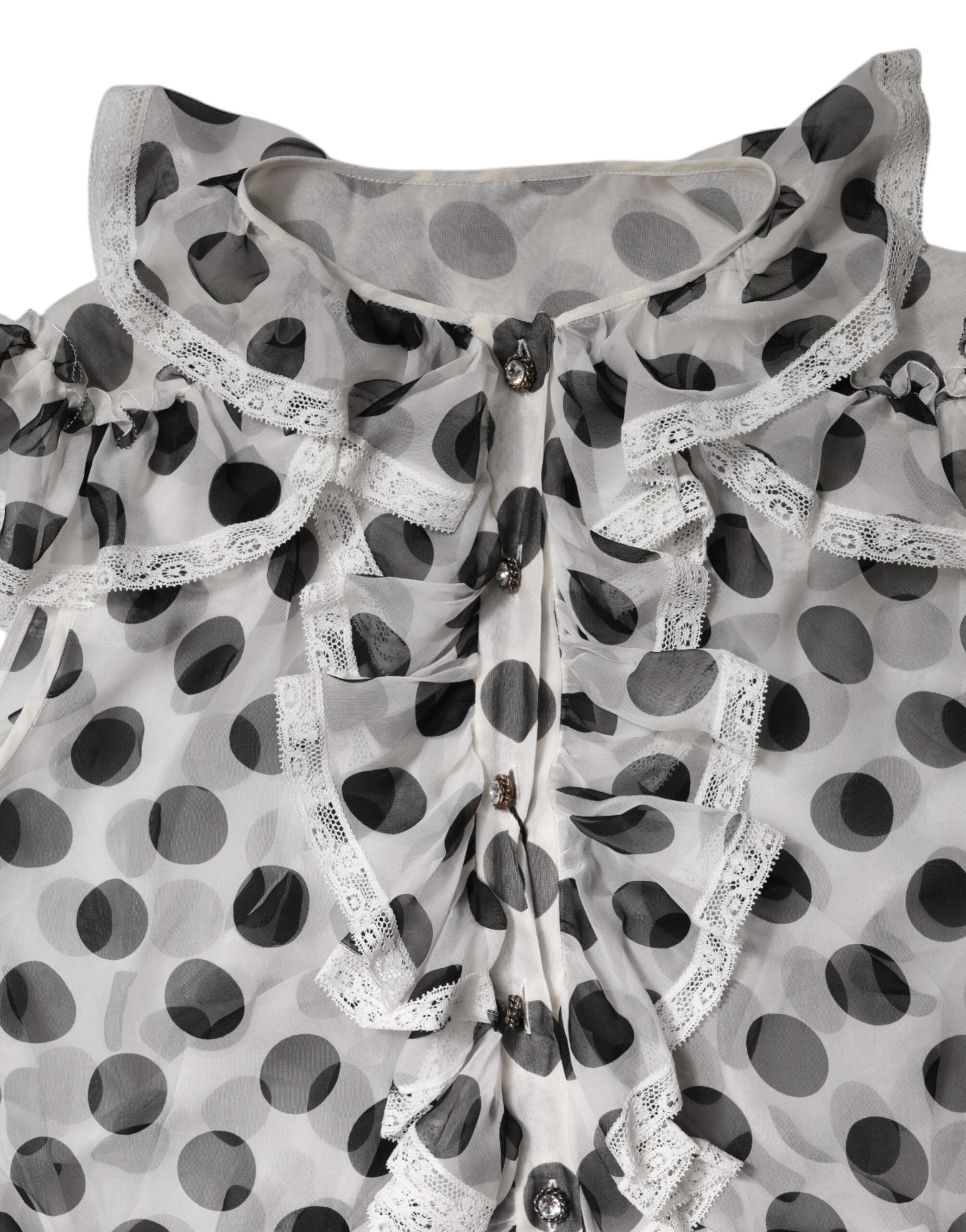 Dolce & Gabbana White Black Polka Dot Cotton Sleeveless Top Dolce & Gabbana