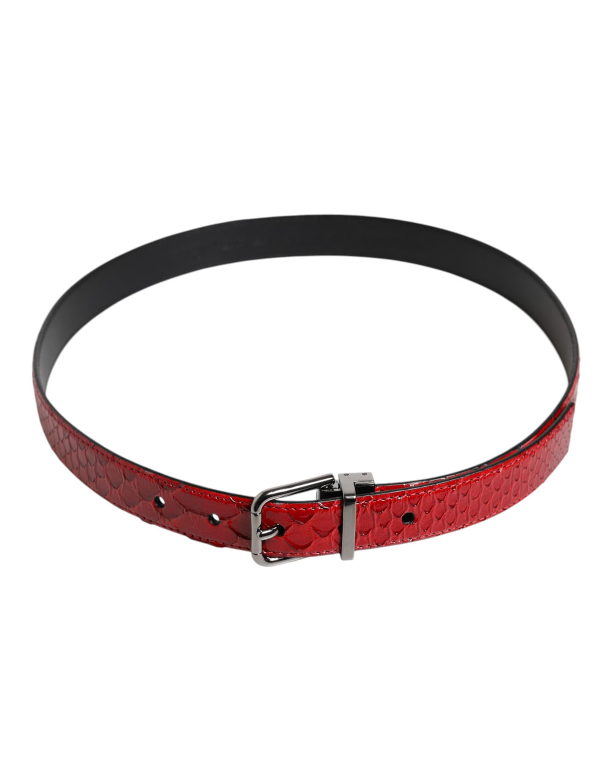 Dolce & Gabbana Red Exotic Leather Brass Metal Buckle Belt