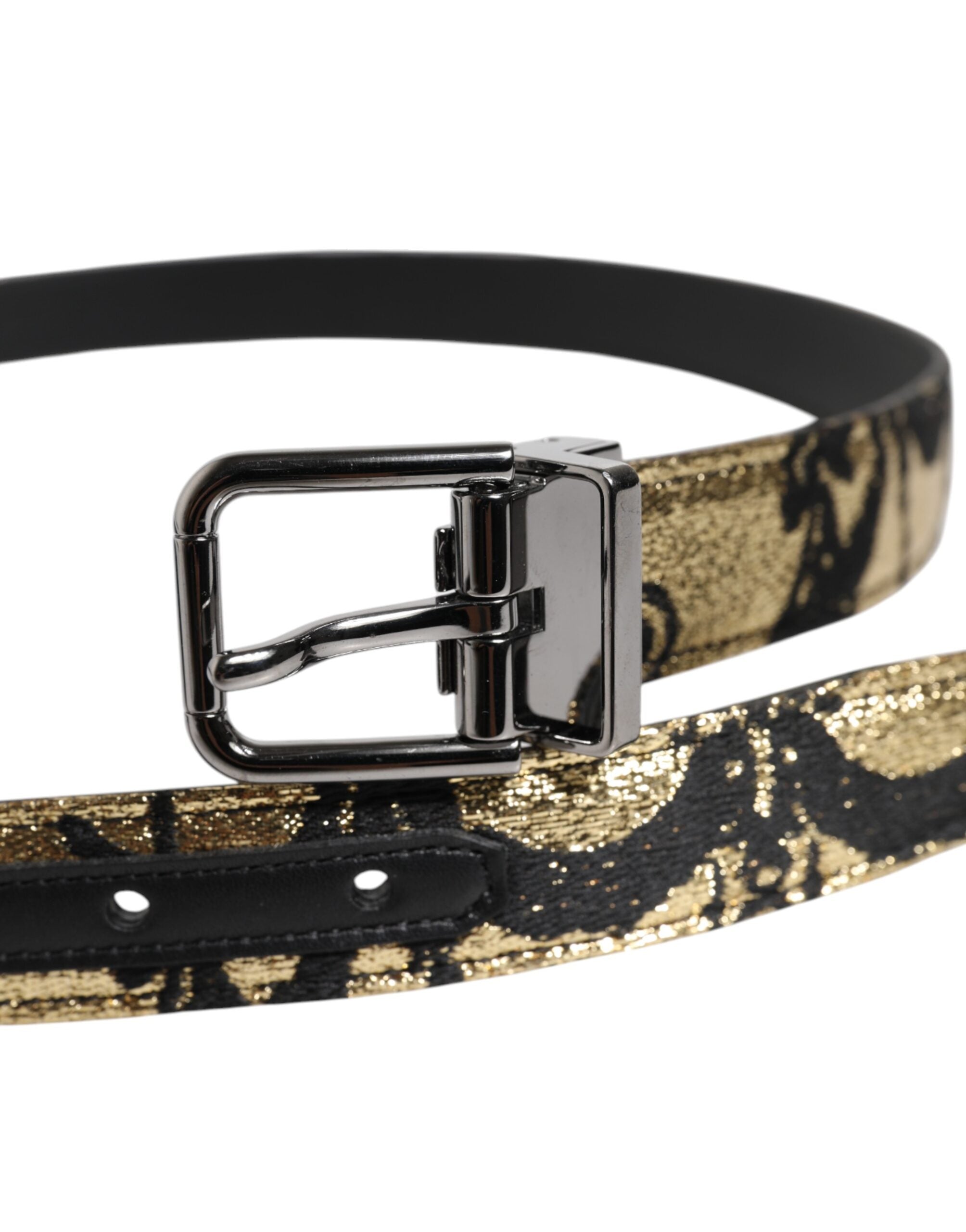 Dolce & Gabbana Multicolor Jacquard Leather Metal Buckle Belt Dolce & Gabbana