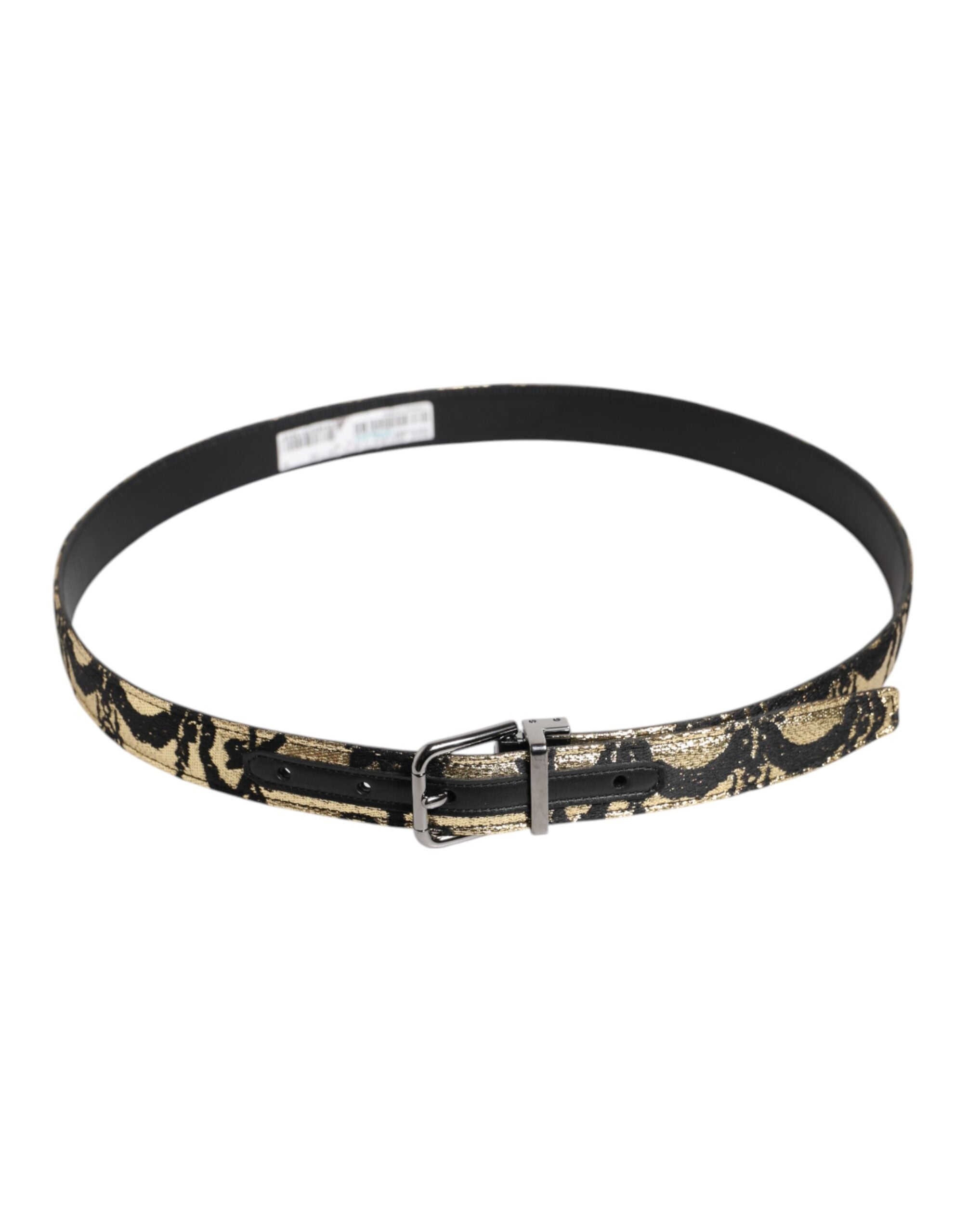 Dolce & Gabbana Multicolor Jacquard Leather Metal Buckle Belt Dolce & Gabbana