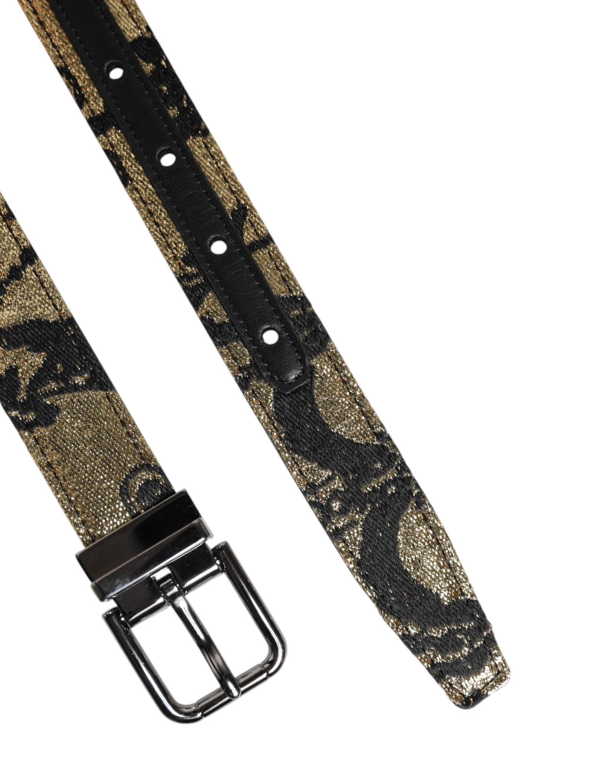 Dolce & Gabbana Multicolor Jacquard Leather Metal Buckle Belt Dolce & Gabbana
