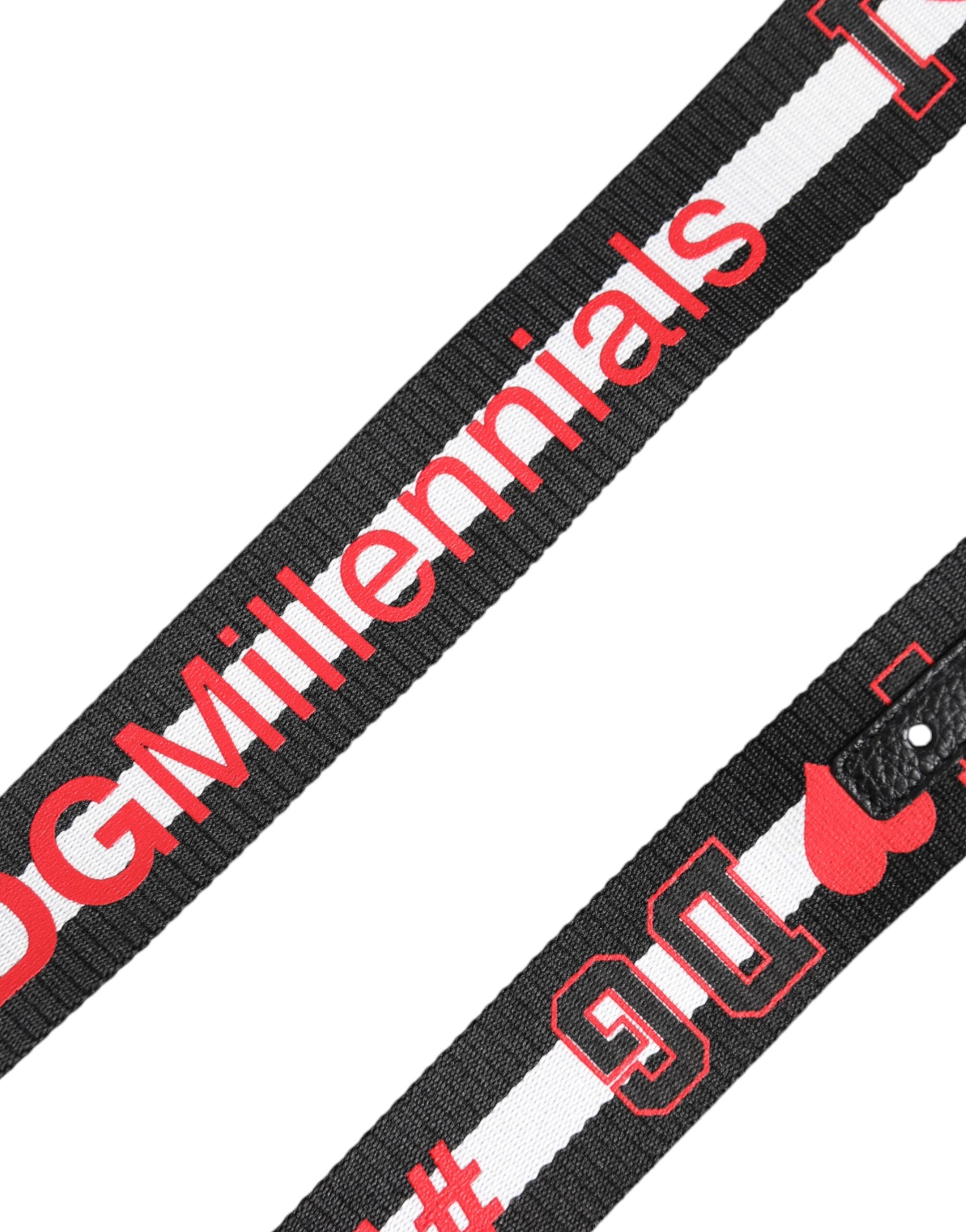 Dolce & Gabbana Black Polyester Logo Print DG Buckle Belt Dolce & Gabbana