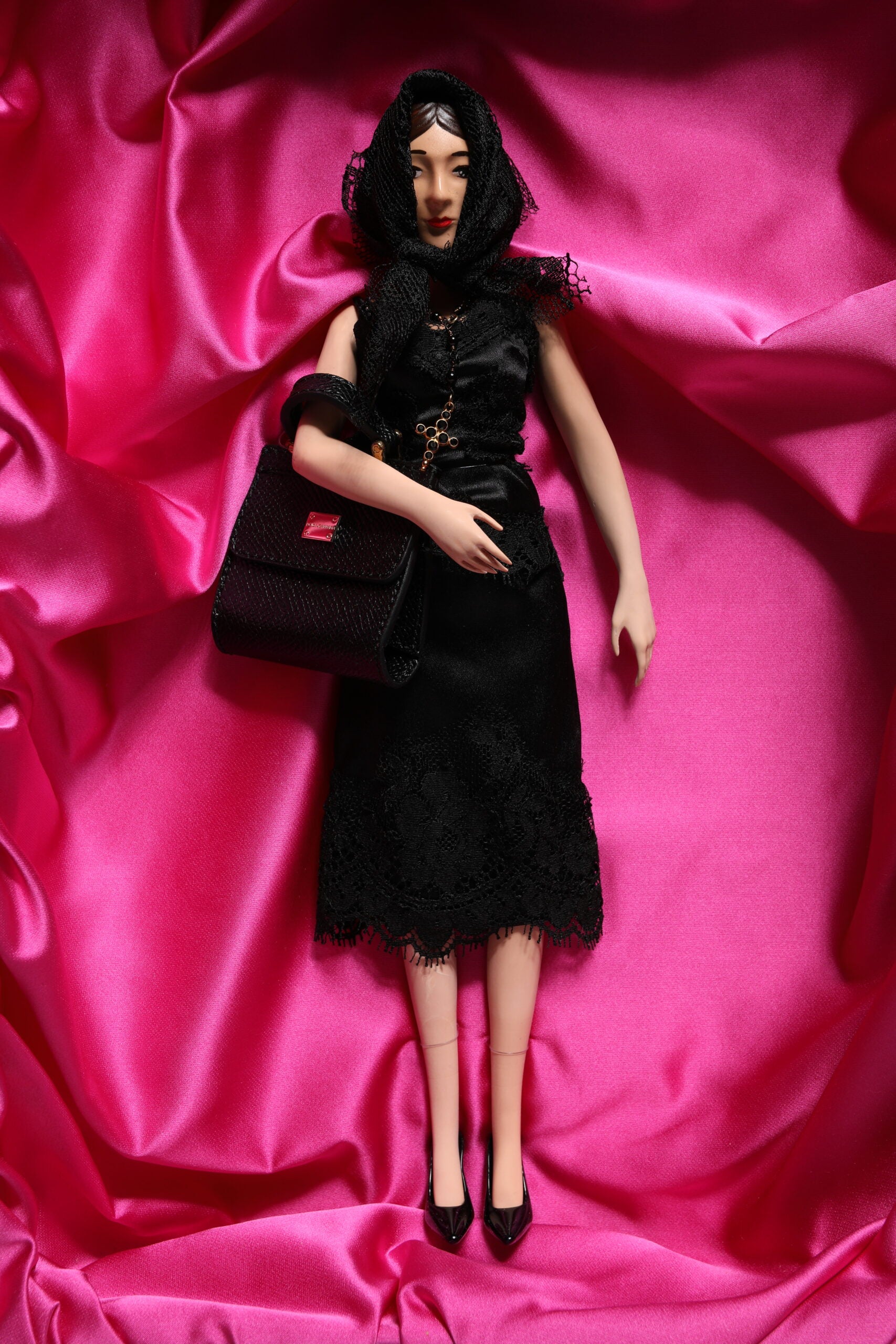 Dolce & Gabbana Black Dress Ceramic Porcelain Fashion Leather Sicily Dolls Dolce & Gabbana