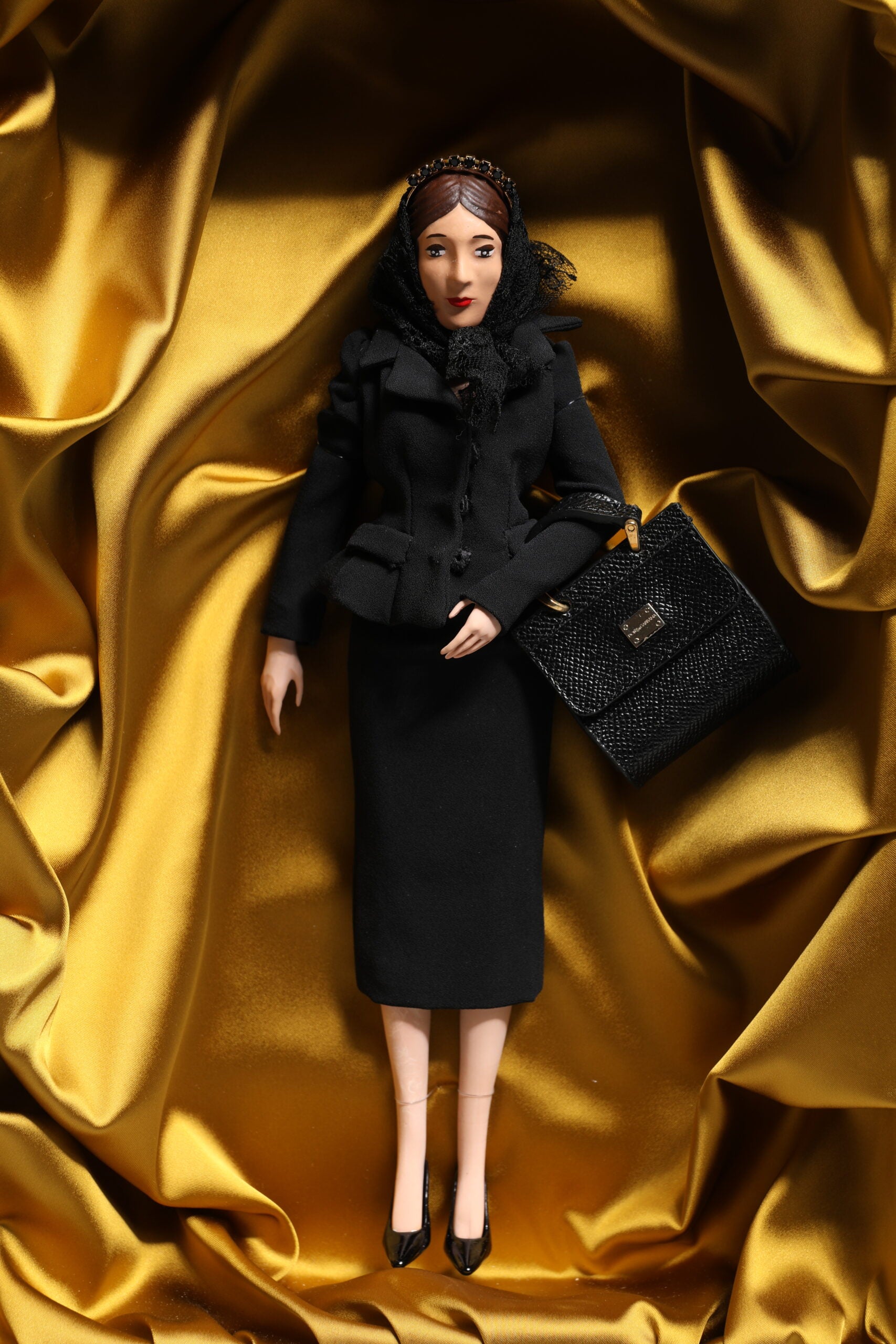 Dolce & Gabbana Black Dress Ceramic Porcelain Fashion Leather Sicily Dolls Dolce & Gabbana