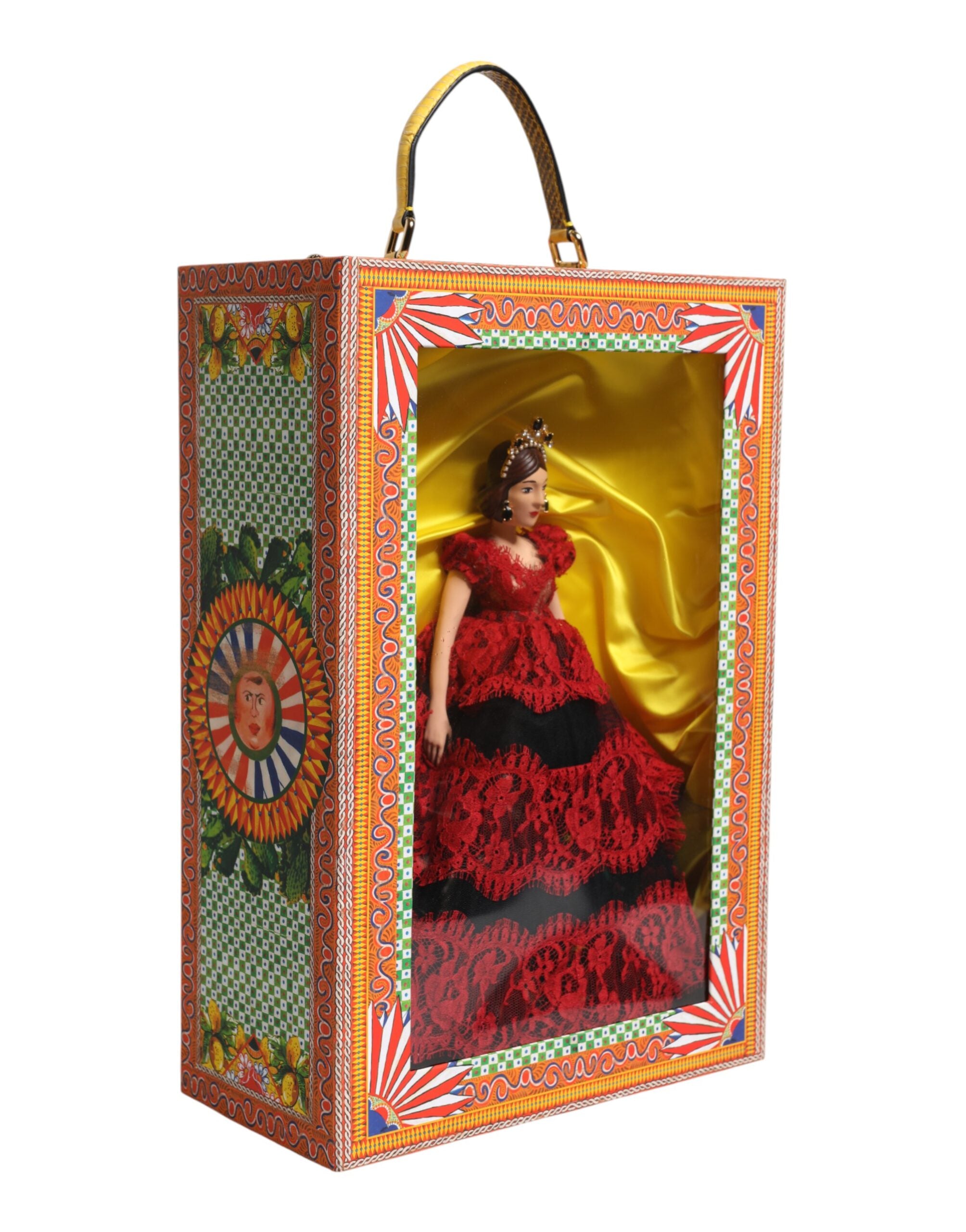 Dolce & Gabbana Red Dress Ceramic Porcelain Fashion Box Leather Sicily Dolls Dolce & Gabbana