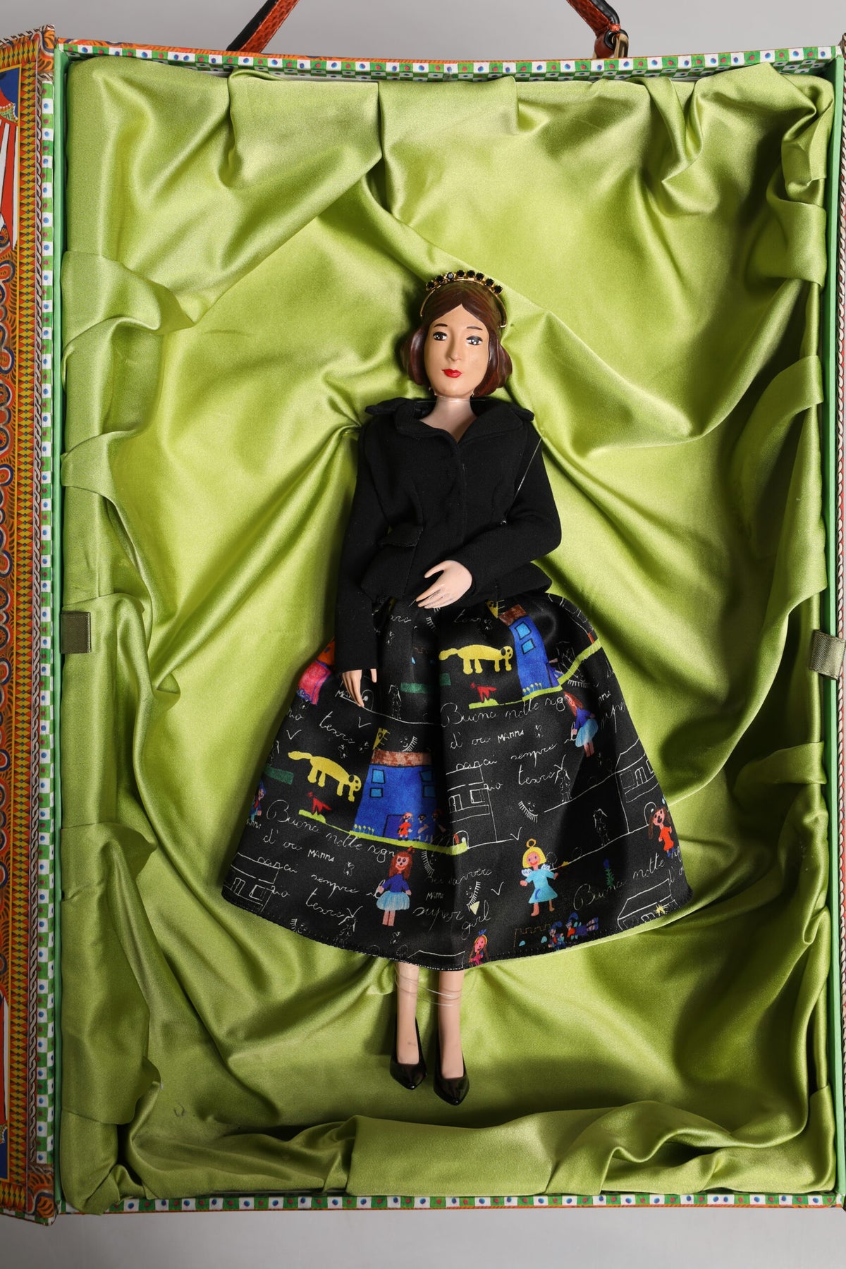 Dolce & Gabbana Black Dress Ceramic Porcelain Fashion Leather Sicily Dolls