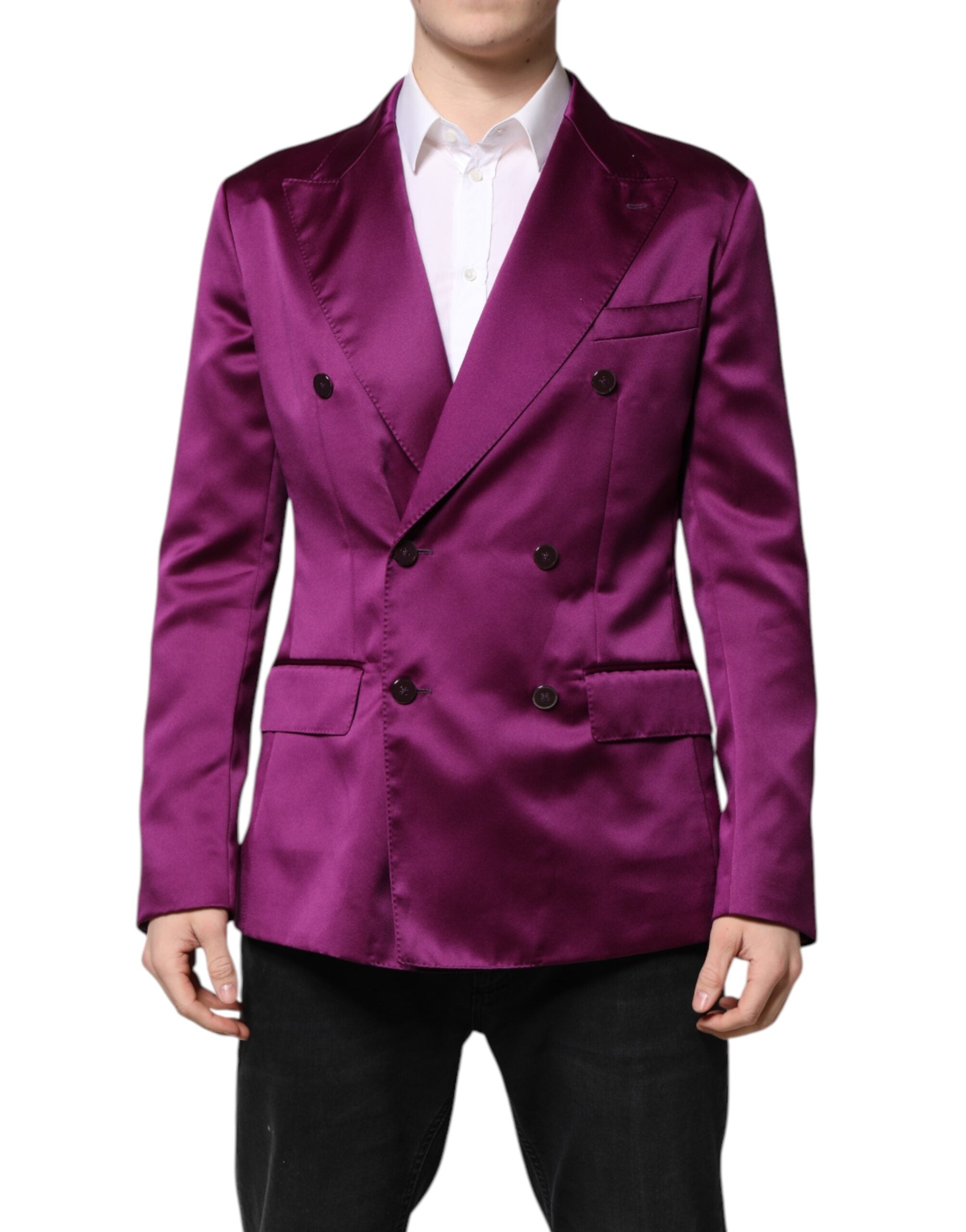 Dolce & Gabbana Purple Double Breasted Men Suit Coat Blazer Dolce & Gabbana