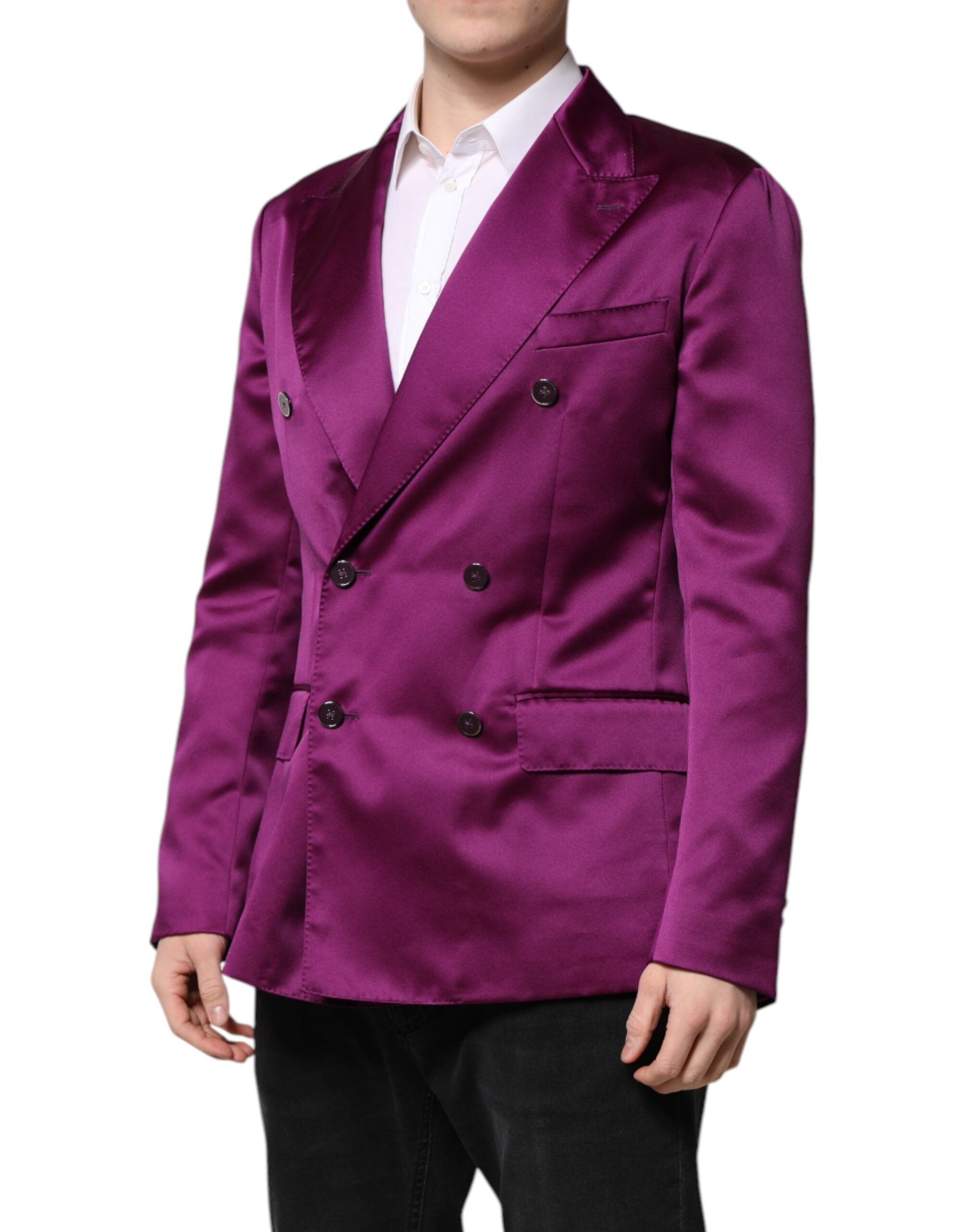 Dolce & Gabbana Purple Double Breasted Men Suit Coat Blazer Dolce & Gabbana