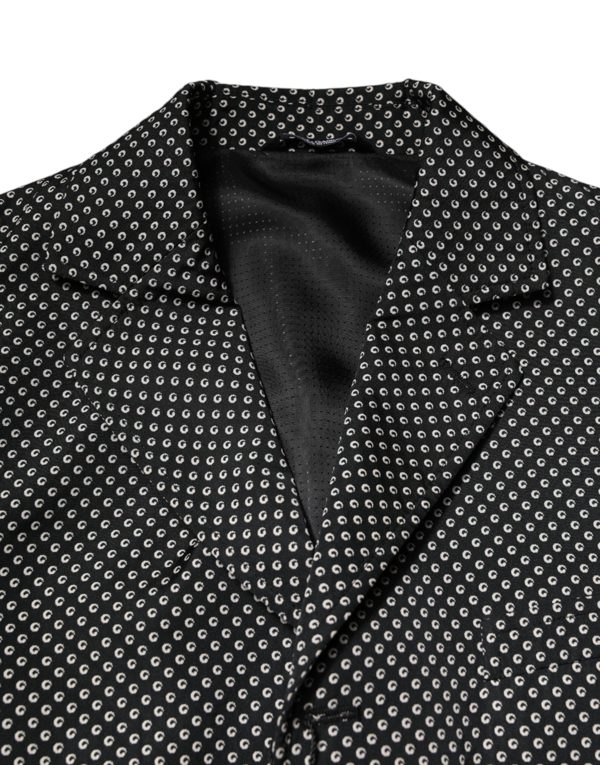 Dolce & Gabbana Black White Patterned Men Suit Coat Blazer Dolce & Gabbana