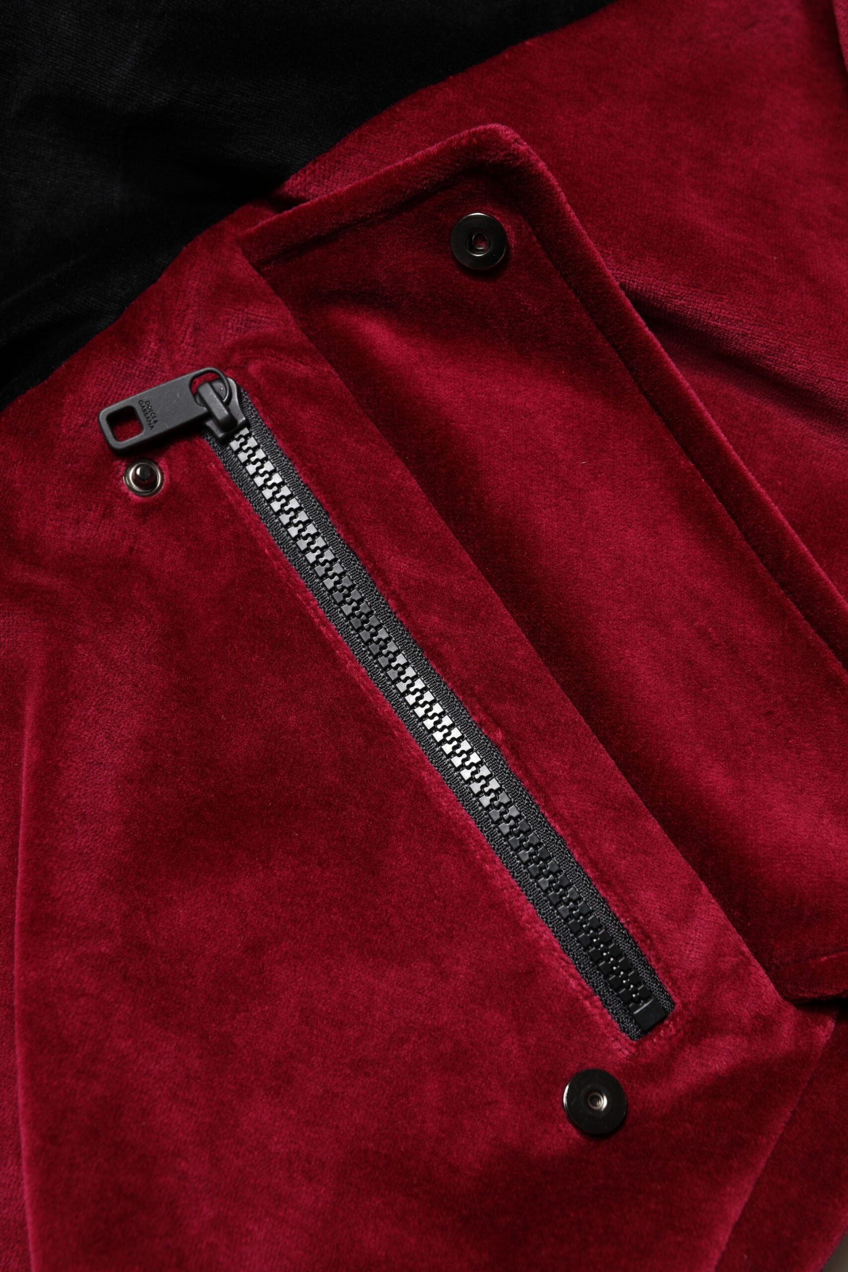 Dolce & Gabbana Red Black Cotton Logo FullZip Bomber Jacket Dolce & Gabbana