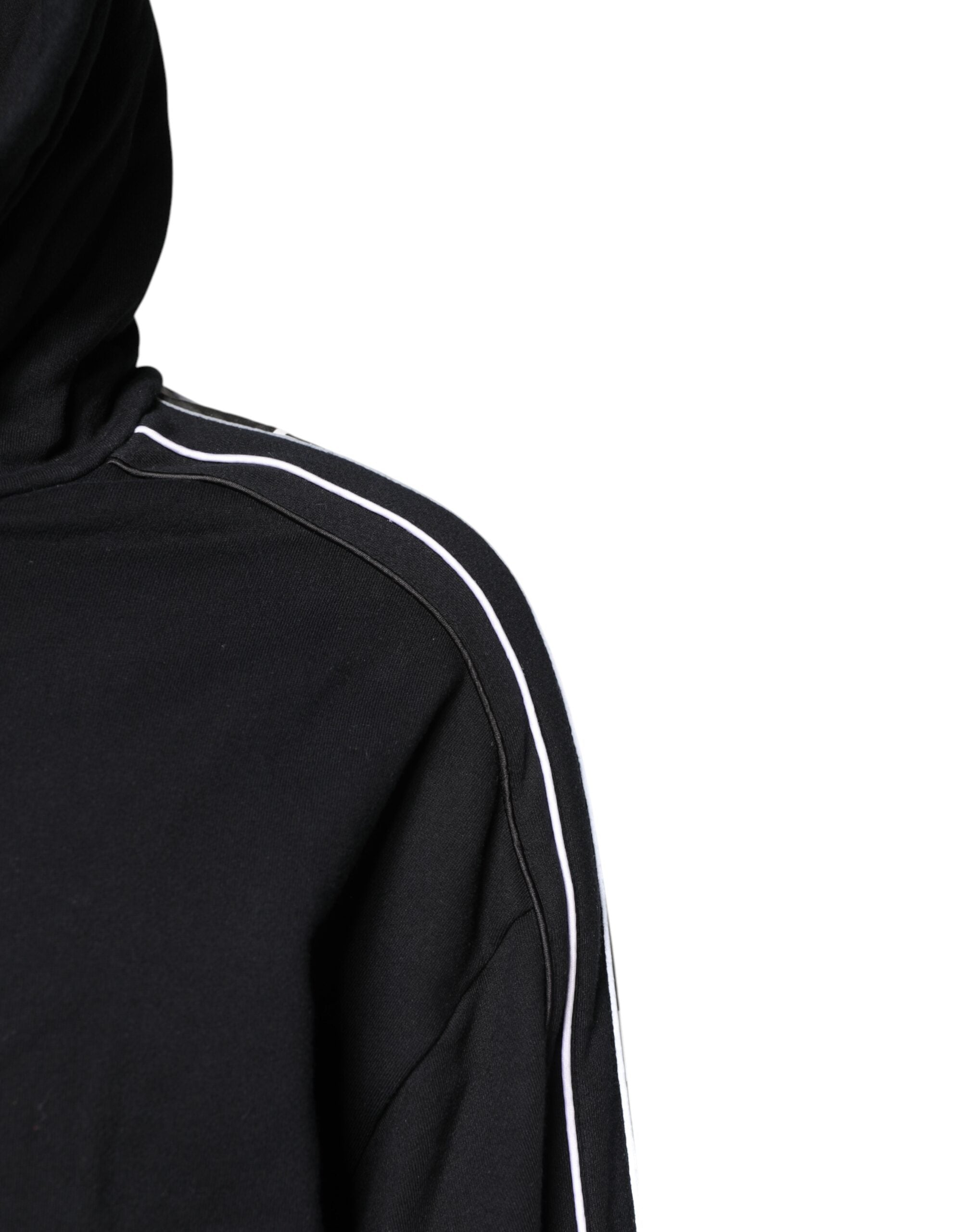 Dolce & Gabbana Black Cotton Logo Hooded Sweatshirt Sweater Dolce & Gabbana