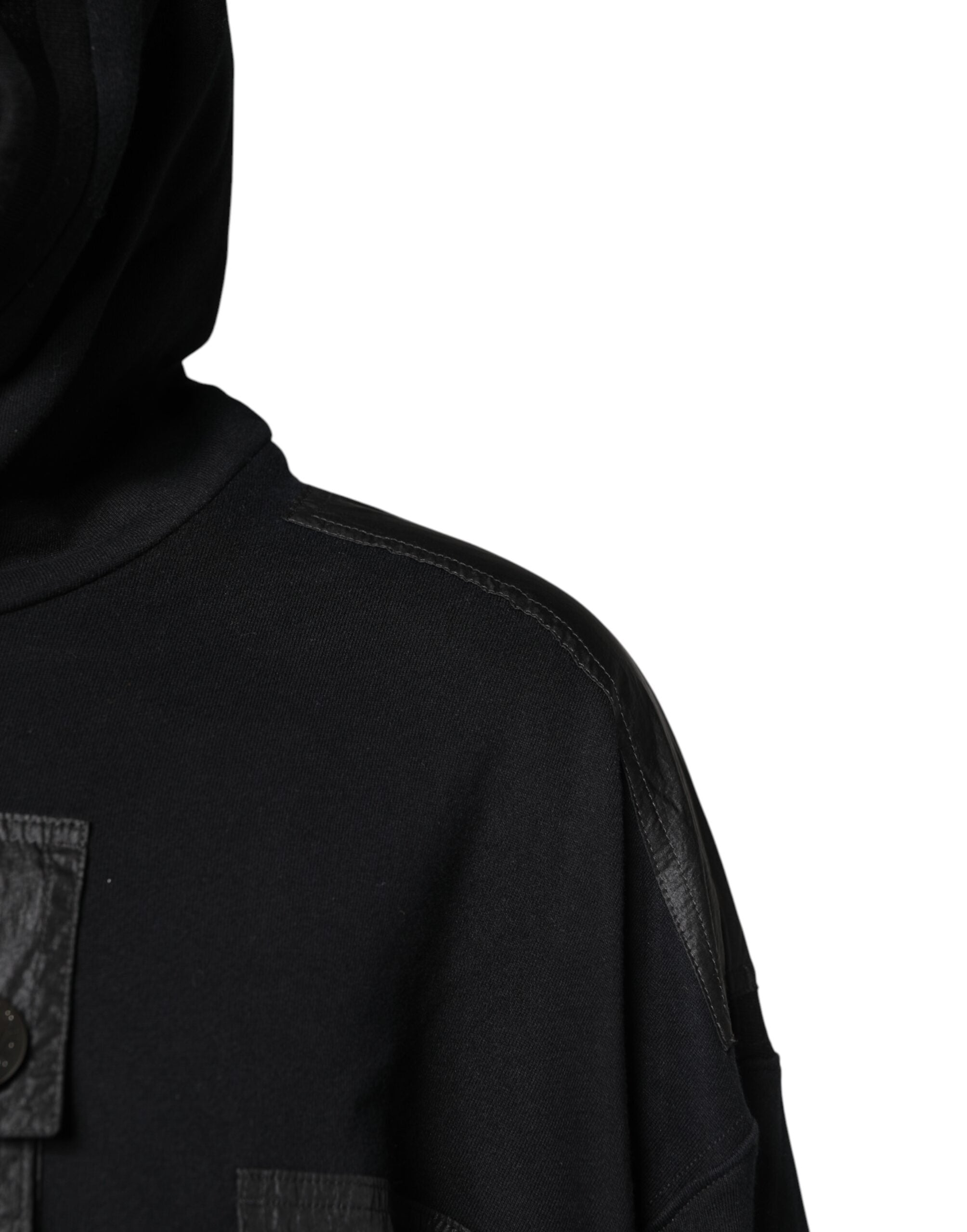 Dolce & Gabbana Black Cotton Hooded Sweatshirt Sweater Dolce & Gabbana