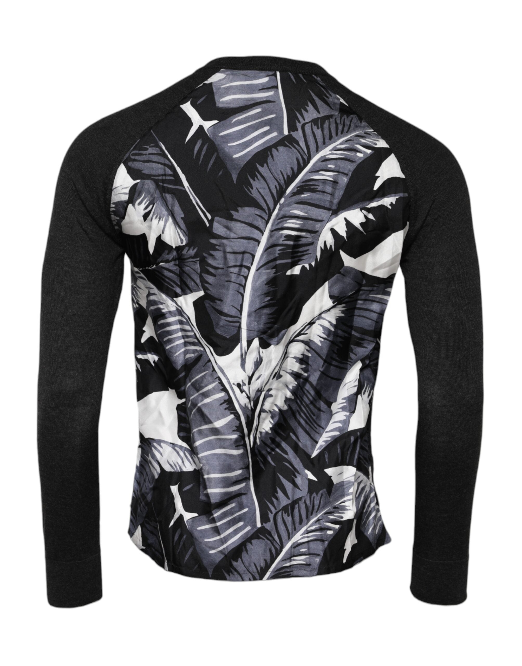 Dolce & Gabbana Black Printed Knitted Men Pullover Sweater Dolce & Gabbana