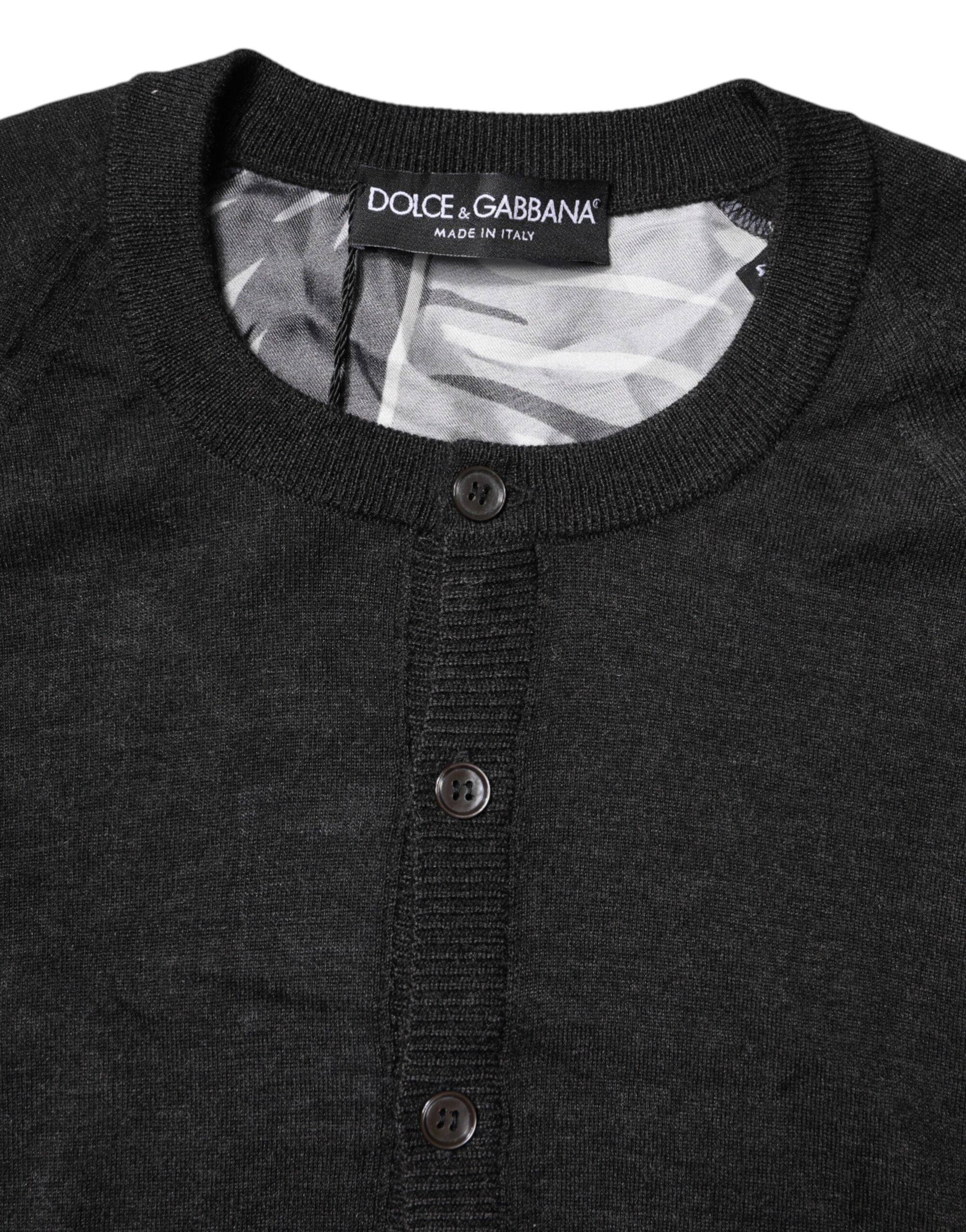Dolce & Gabbana Black Printed Knitted Men Pullover Sweater Dolce & Gabbana