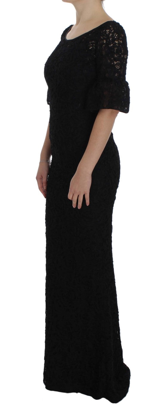 Dolce & Gabbana Black Floral Lace Long Bodycon Maxi Dress Dolce & Gabbana
