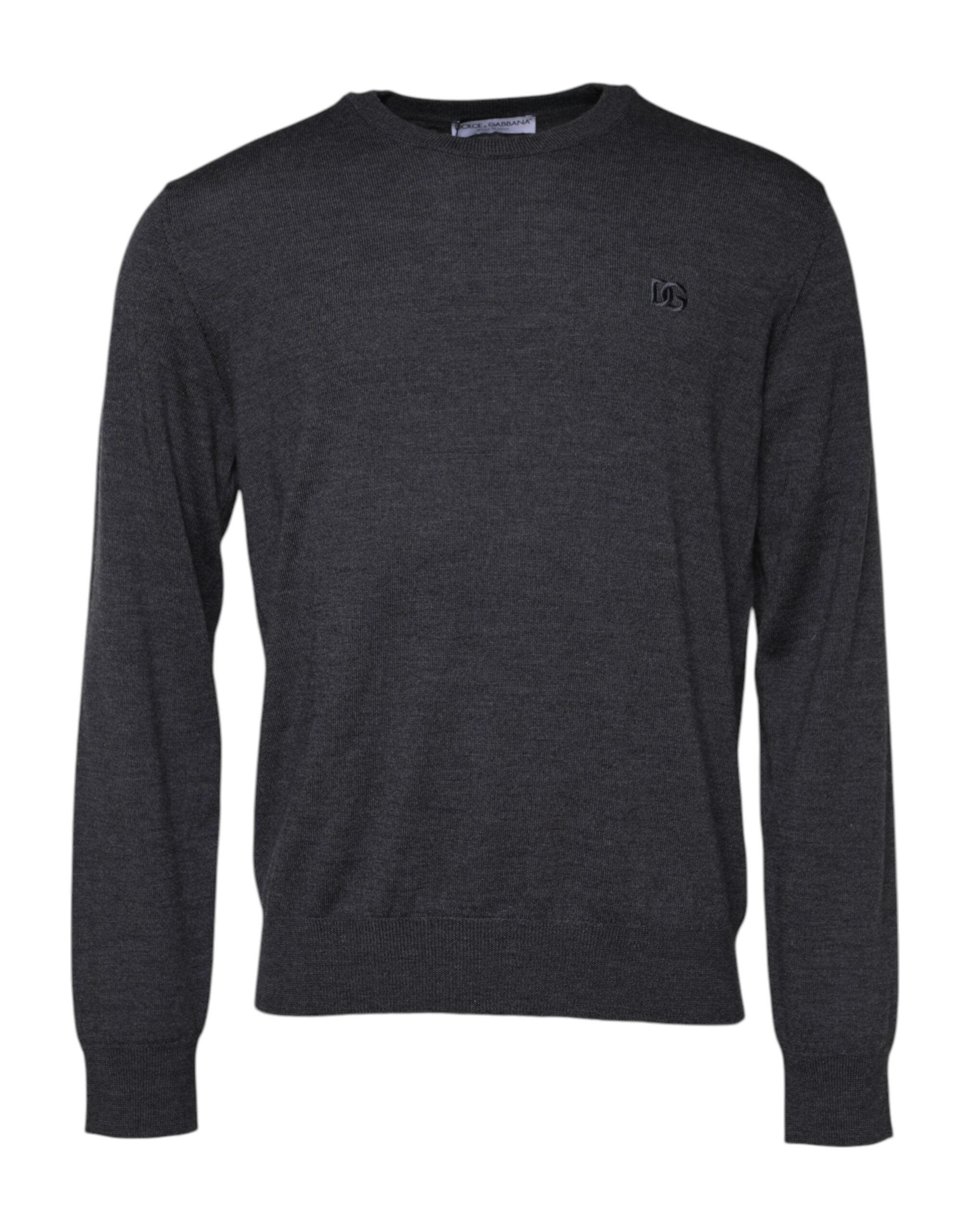 Dolce & Gabbana Gray Wool Logo Knitted Men Pullover Sweater Dolce & Gabbana