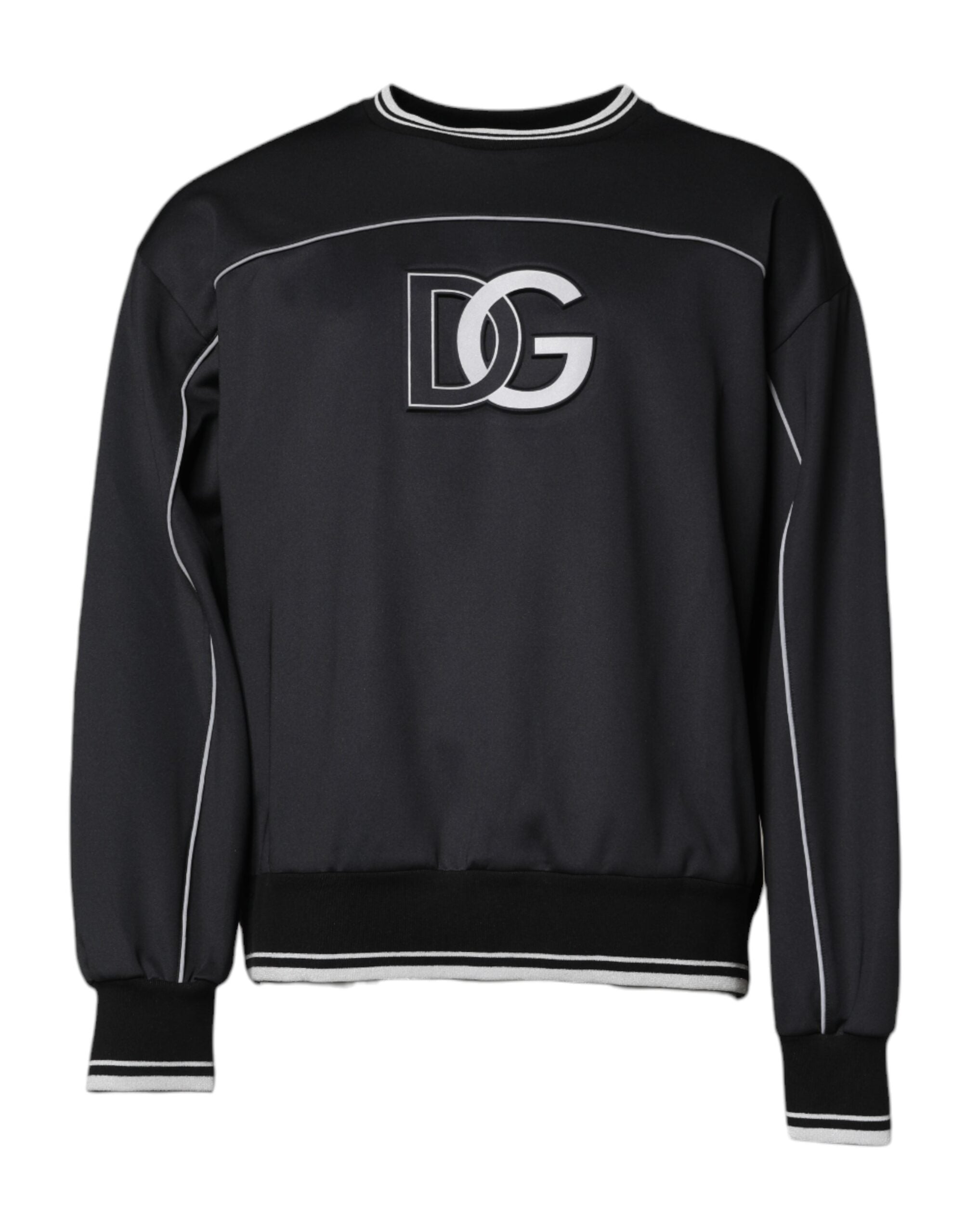 Dolce & Gabbana Black Logo Polyester Crew Neck Men Pullover Sweater Dolce & Gabbana