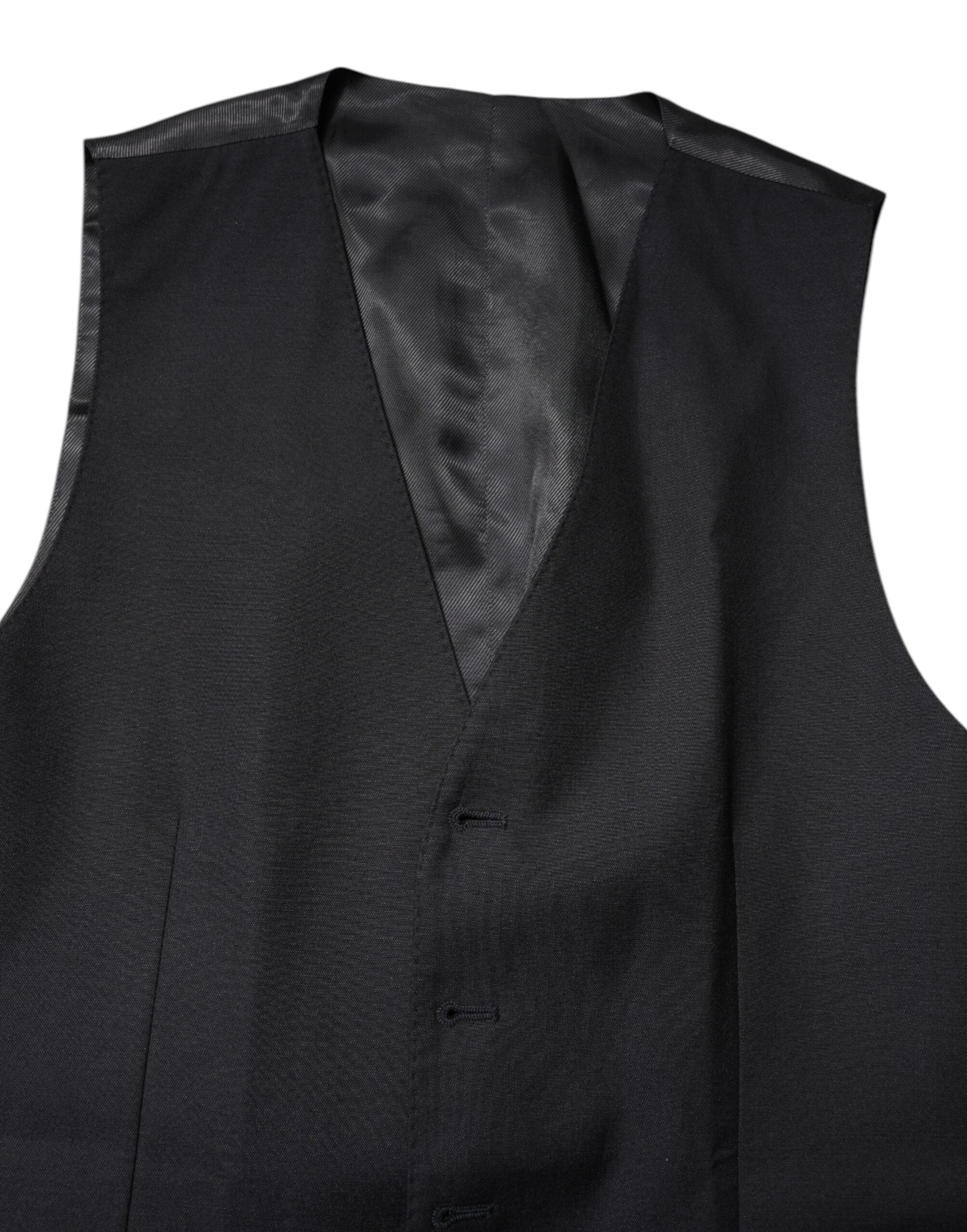 Dolce & Gabbana Black Wool Waistcoat Dress Formal Vest Dolce & Gabbana