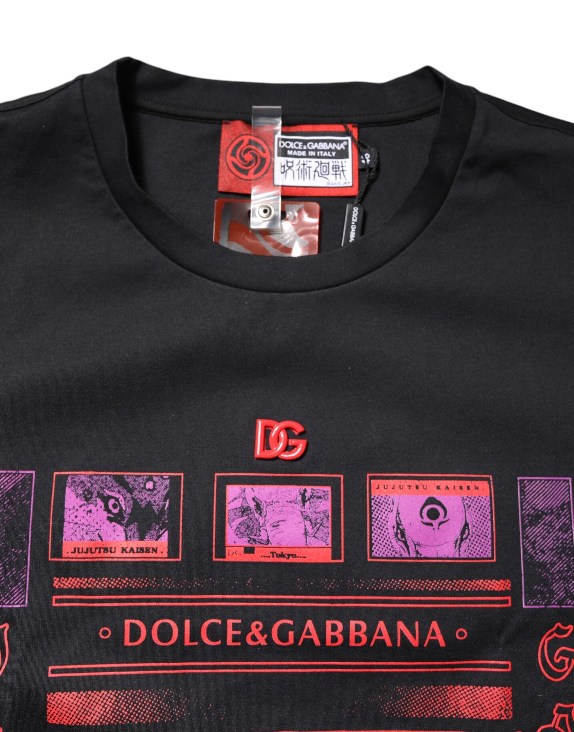 Dolce & Gabbana Black Cotton Graphic Print Crew Neck T-shirt Dolce & Gabbana