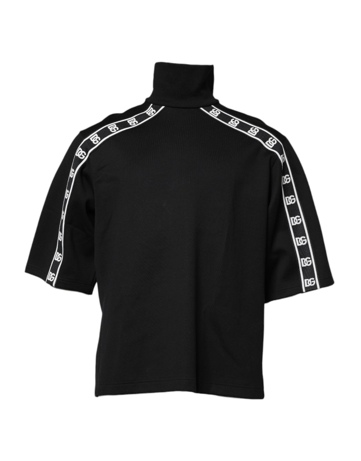 Dolce & Gabbana Black Cotton DG Print Turtleneck T-shirt