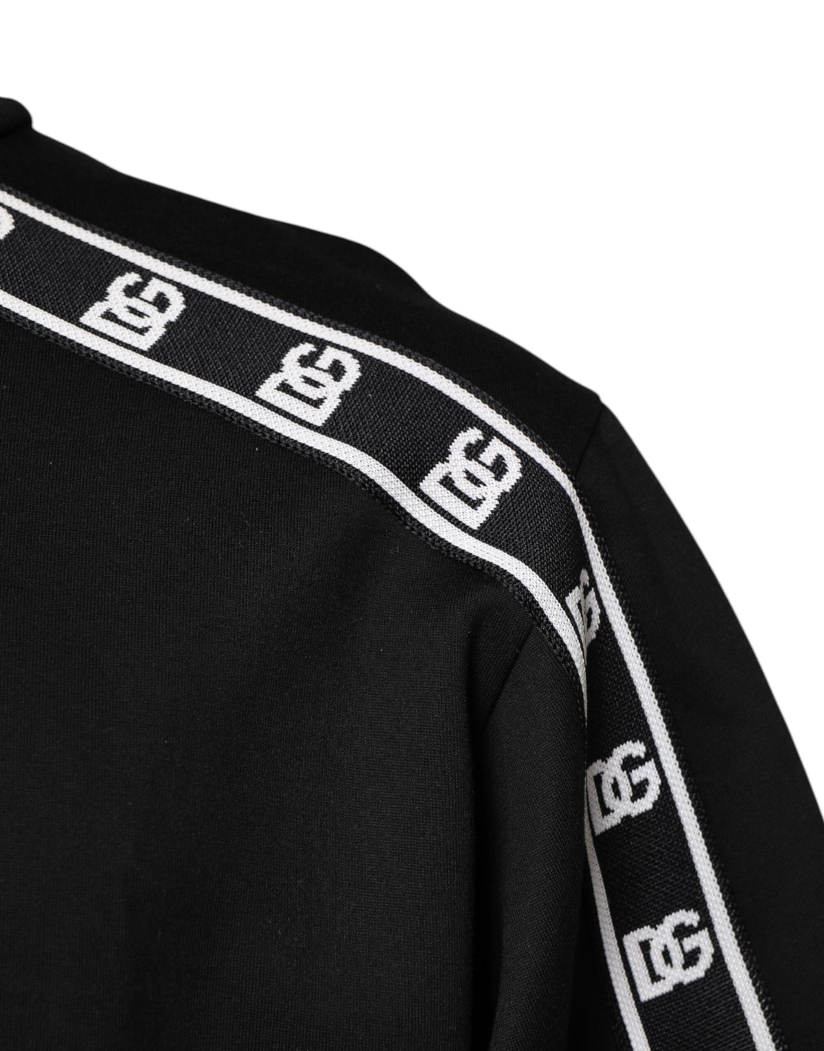 Dolce & Gabbana Black Cotton DG Print Turtleneck T-shirt