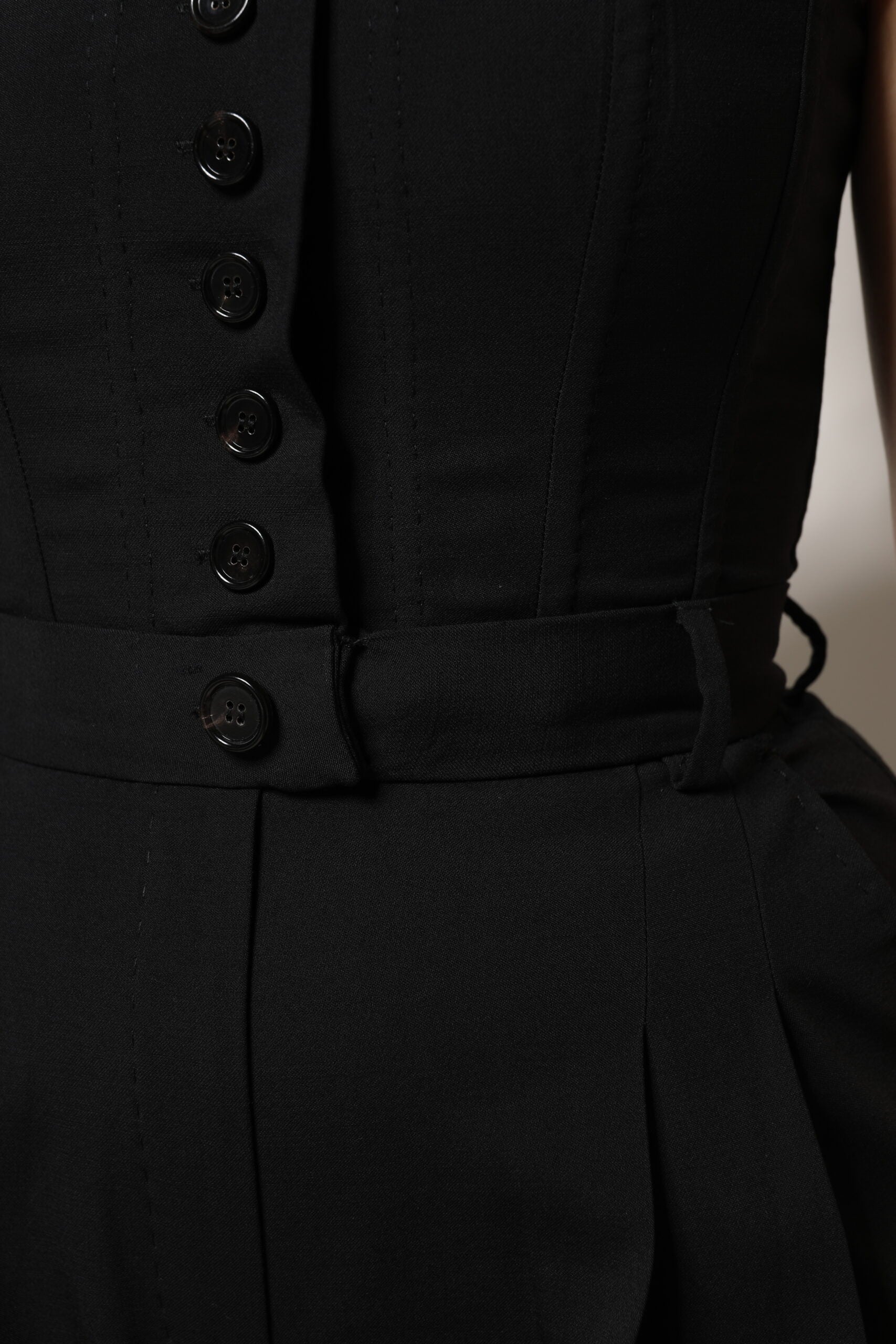 Dolce & Gabbana Black Wool Strapless Romper Jumpsuit Dress Dolce & Gabbana