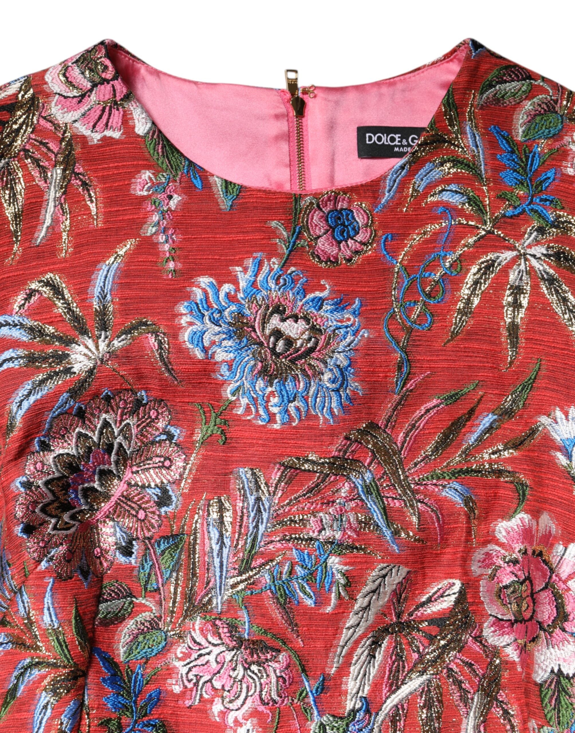 Dolce & Gabbana Red Floral Jacquard A-line Mini Dress Dolce & Gabbana