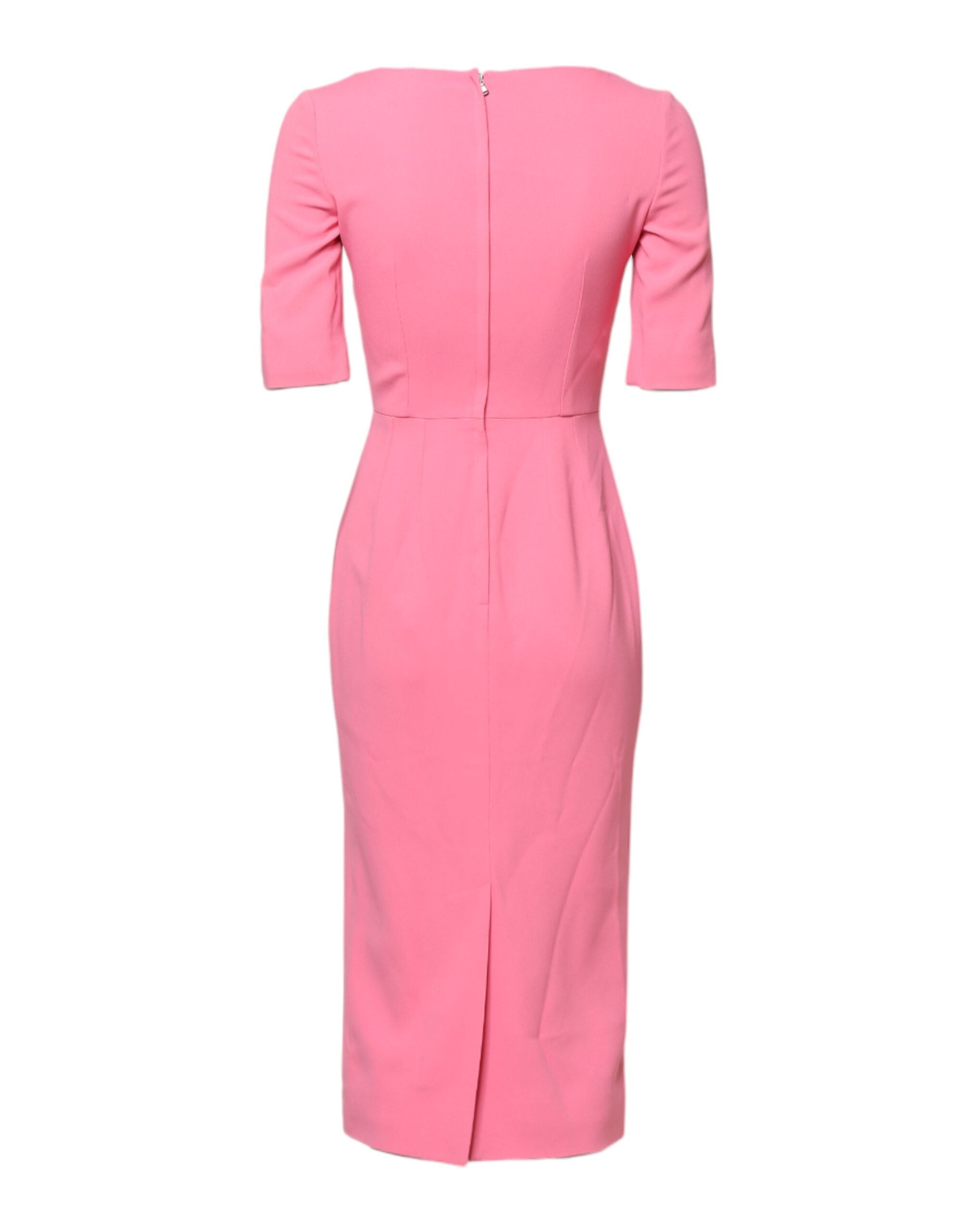Dolce & Gabbana Pink Viscose Short Sleeve Sheath Midi Dress Dolce & Gabbana