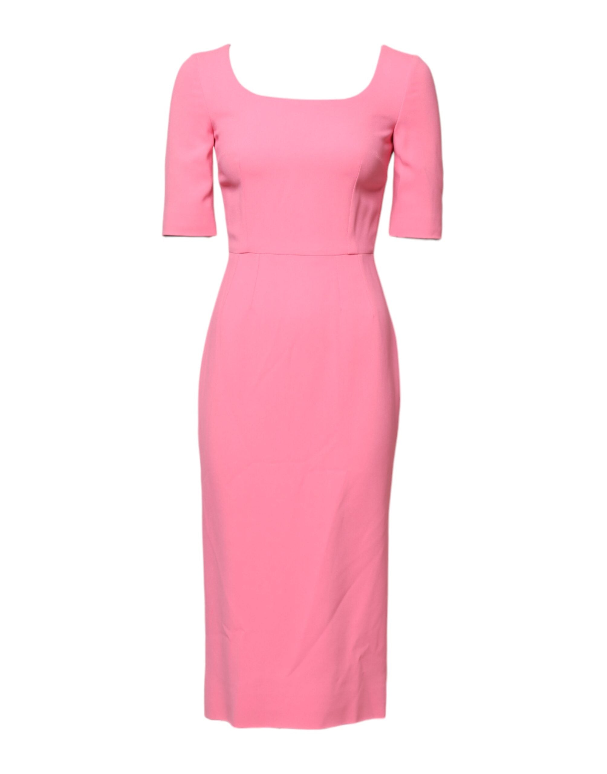 Dolce & Gabbana Pink Viscose Short Sleeve Sheath Midi Dress Dolce & Gabbana